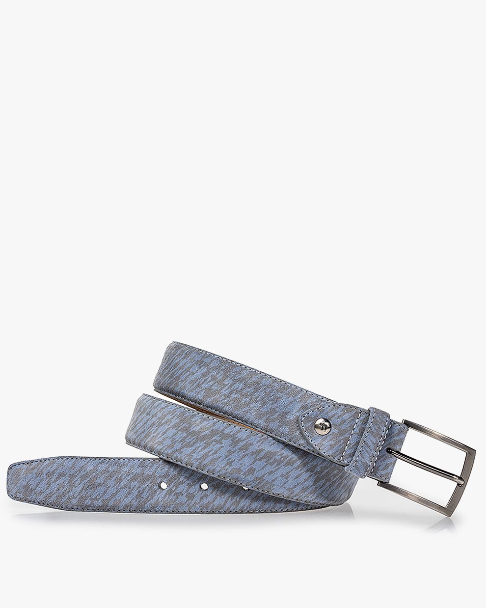 Floris van Bommel Ledergürtel Floris LightBlue Suede print