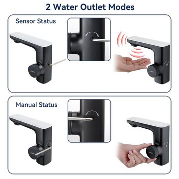 Lonheo Waschtischarmatur Automatik Infrarot IR Sensor Waschbecken Wasserhahn Mischbatterie mit Ablaufventil Pop Up Abfluss Ablaufgarnitur