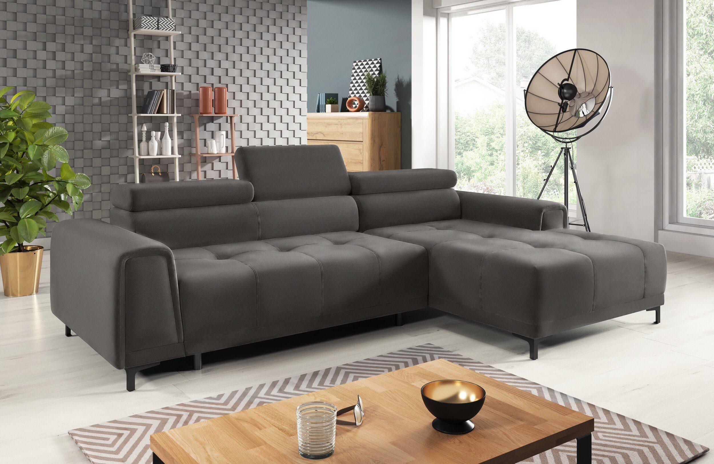 Mini, Design Volter bestellbar, oder und elektrischer Sitztiefenverstellung, Modern rechts mit L-Form, links Stylefy Eckcouch, Kopfteil- mane Relaxfunktion, Ecksofa inklusive