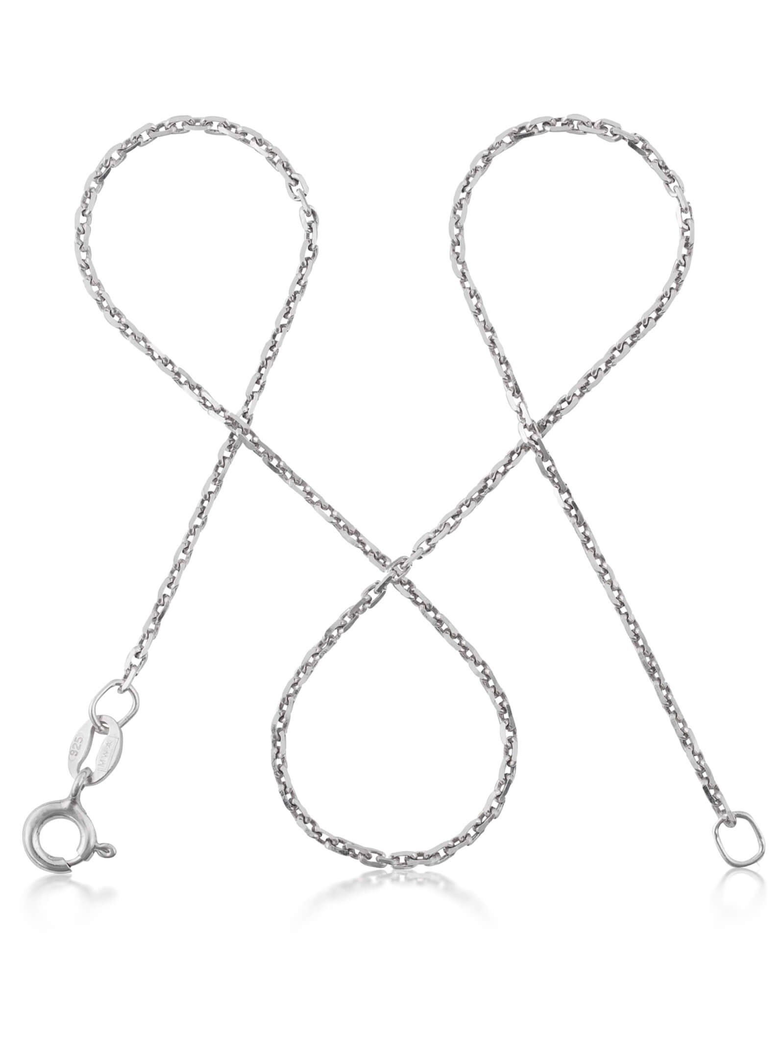 Halskette Anhänger, 925 Silberkette Sterling 45cm, Damen Rund, modabilé Ankerkette ohne Silber 1,3mm, DELICATE Kette