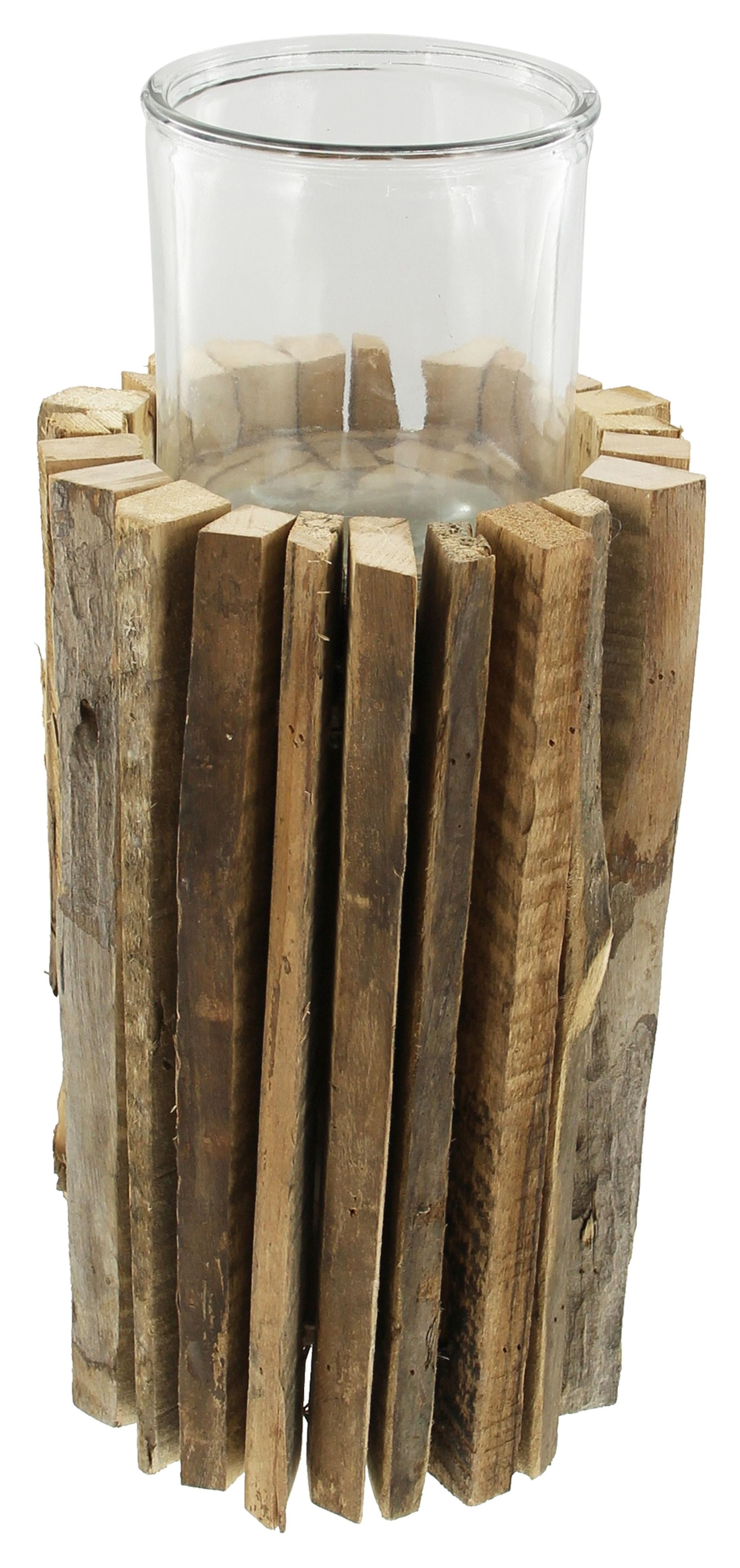 Windlicht Windlichtsäule Rustikal recyceltes Holz 41cm