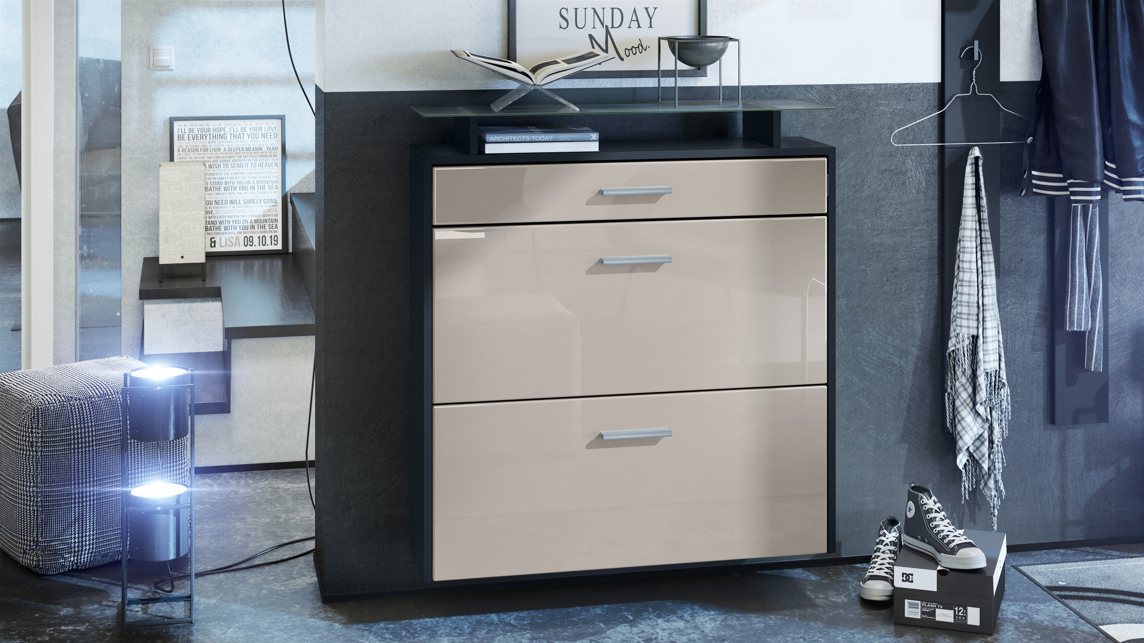 Vladon Schuhschrank Malea (hängender Schuhkipper für 16 Paar Schuhe, mit 2 günstig online kaufen