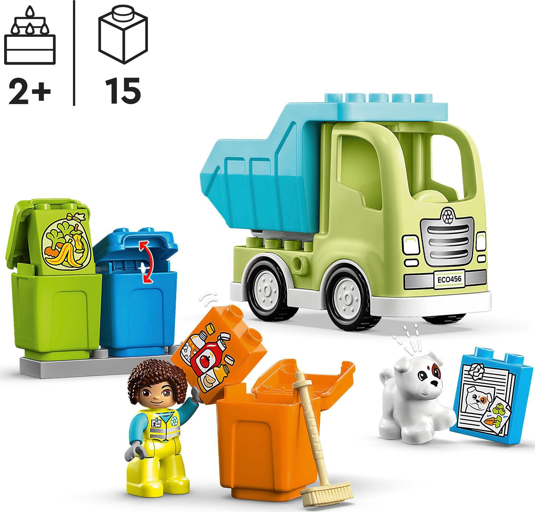 LEGO® DUPLO, (15 Konstruktionsspielsteine (10987), Made Europe St), LEGO® in Recycling-LKW
