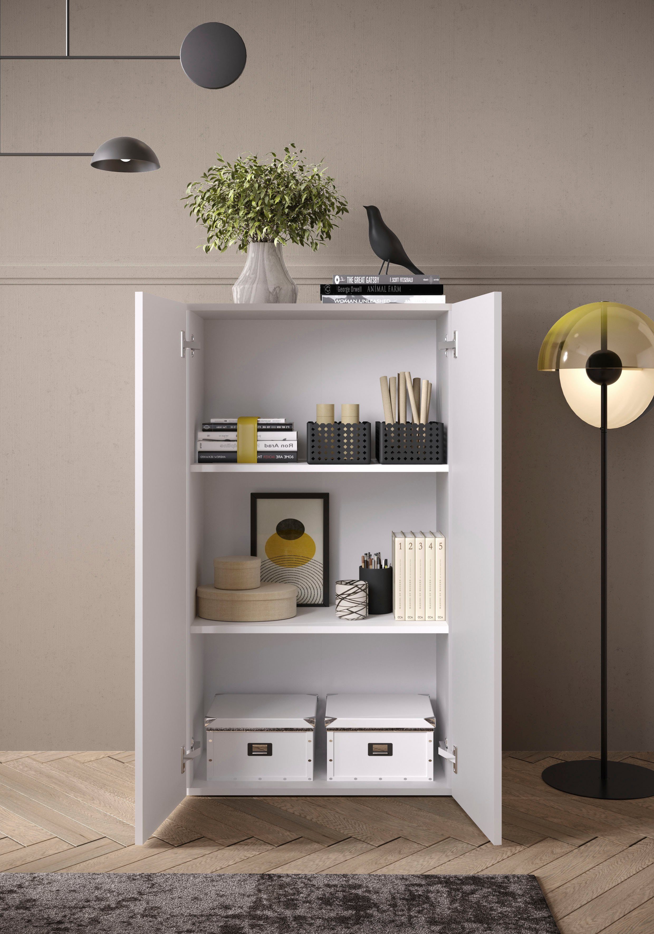 OTTO home Aktenschrank Basic, Mehrzweckschrank mit 2 Türen (innen 2 Einlegeböden), Büroschrank in verschiedenen Farben, B 63 x H 114 cm