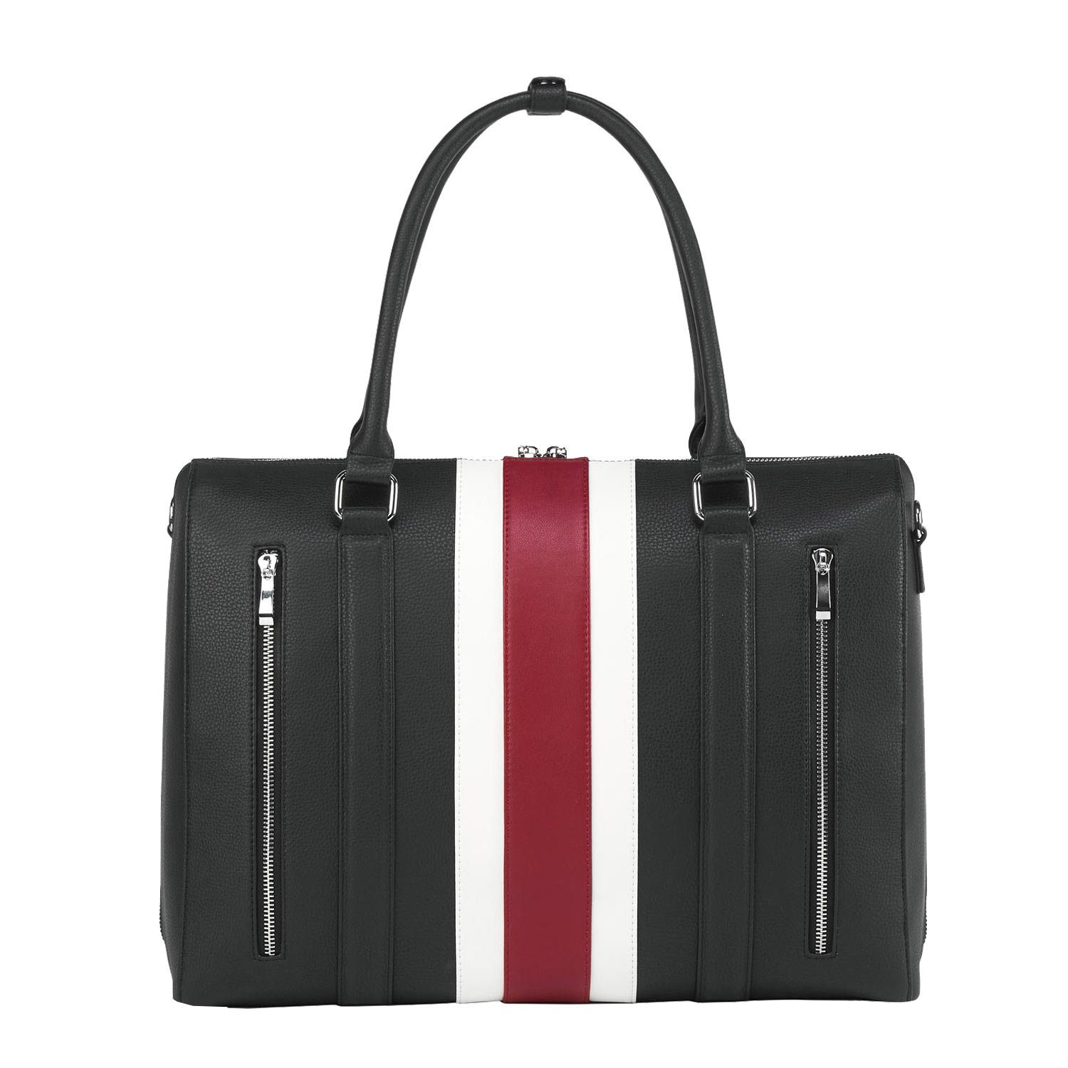 Businesstasche SOCHA herausnehmbares 17.3 - Aktentasche Tragegurt Red mit für Laptopfach Damen extra BB Laptoptasche Stripe - Zoll, - leicht