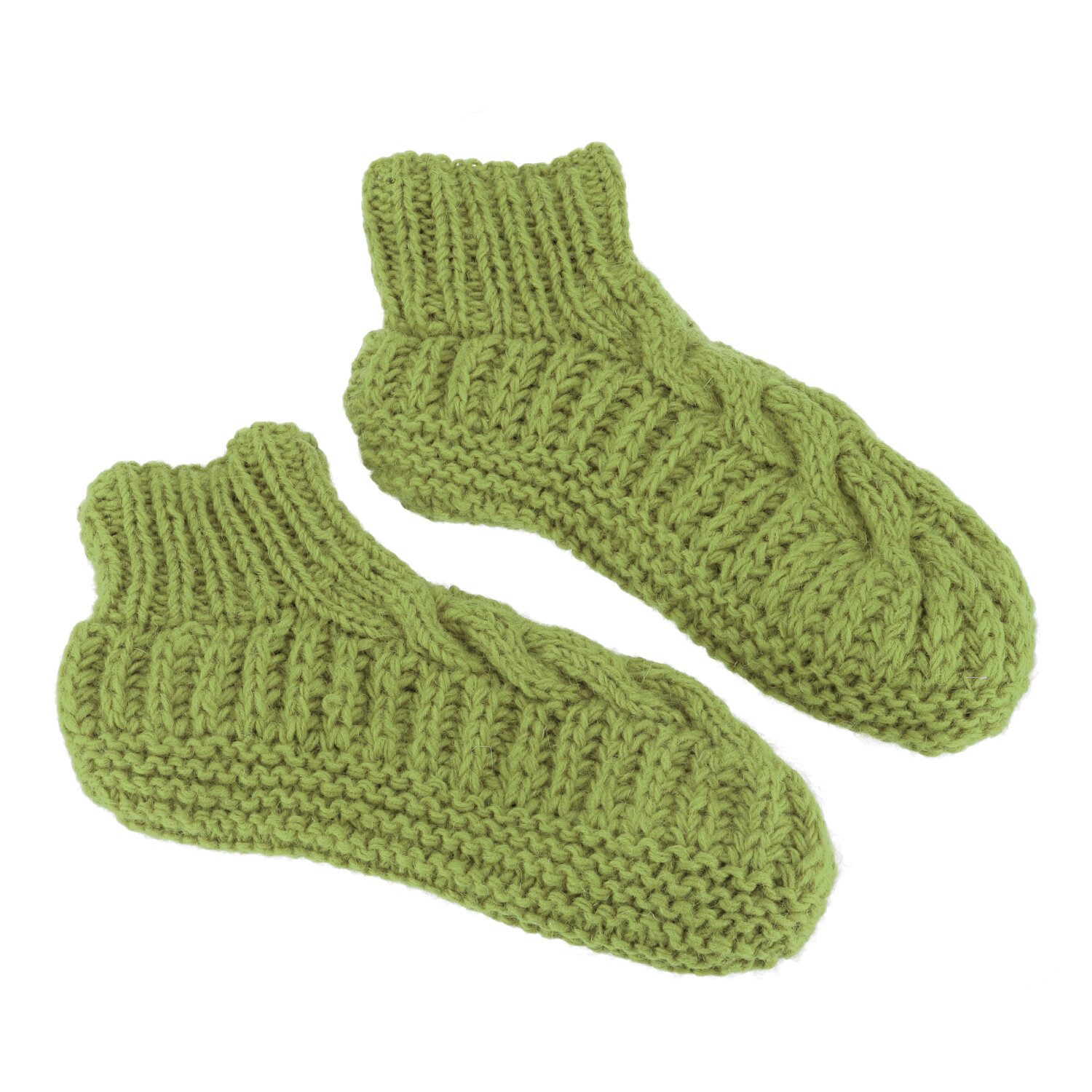 Guru-Shop Haussocken Wollhausschuhe, handgestrickte Hüttenschuhe,..