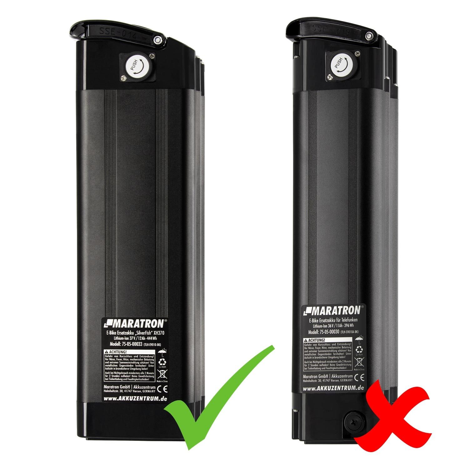 Maratron 36V SilverFish schwarz E-Bike Akku 13Ah (1 St), für E-Bike Pedelec Aldi Prophete MiFa Trio Samsung Zhenlong Phylion R