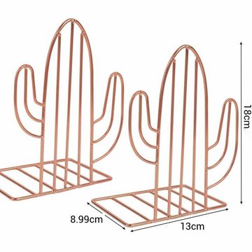 LENBEST Buchstütze Buchstütze Paar Buchstützen aus Metall, einzigartiger Stil, Kaktusmuster-Design