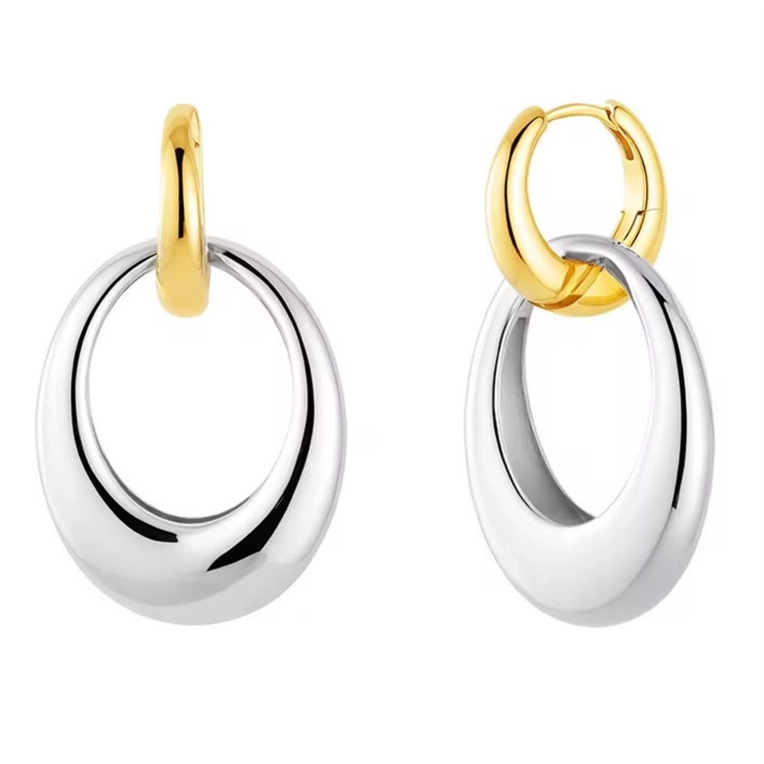 ROUGEMONT Paar Creolen Extravagante Damen Creolen Ohrringe - zwei Tragevarianten Wasserfest, Wasserfest