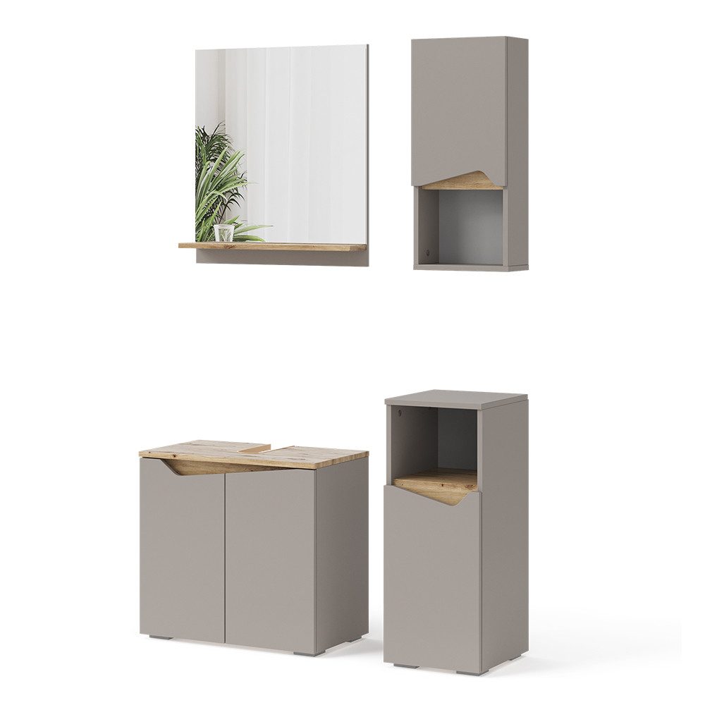 Vicco Badmöbel-Set Marelle, Greige/Artisan-Eiche, 4 Teile, günstig online kaufen