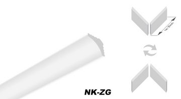 Hexim Deckenleiste ZG1, 1-Innenecke / 1-Außenecke, Deckenleisten modern XPS Styropor weiß, 2 Meter Stuckleisten Sytroporleisten Zierleisten Stuck Eckleisten