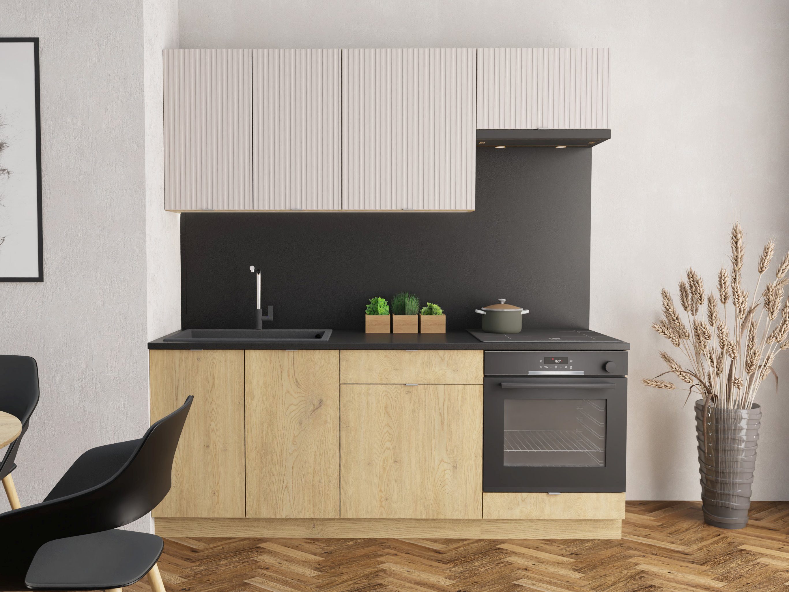 Möbel für Dich Küchenzeile Moderne Einbauküche Sofia 200 cm, 6-teilig