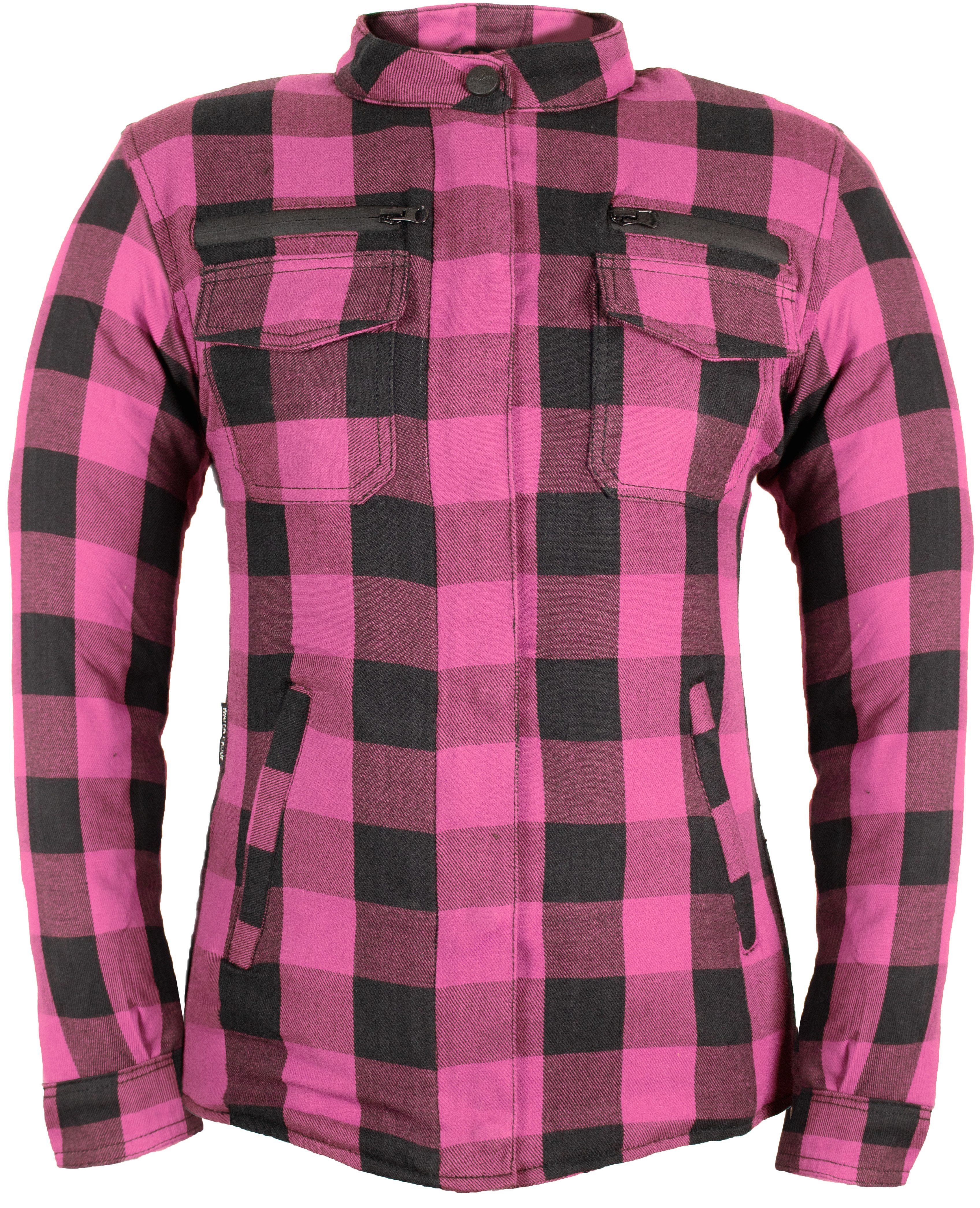 MDM Motorradjacke Damen Motorradhemd mit Protektoren Aramid Lumberjack Biker Flanellhemd (Damen Motorradhemd Aramid, 5 Protektoren, Thermofutter, Air Vent)