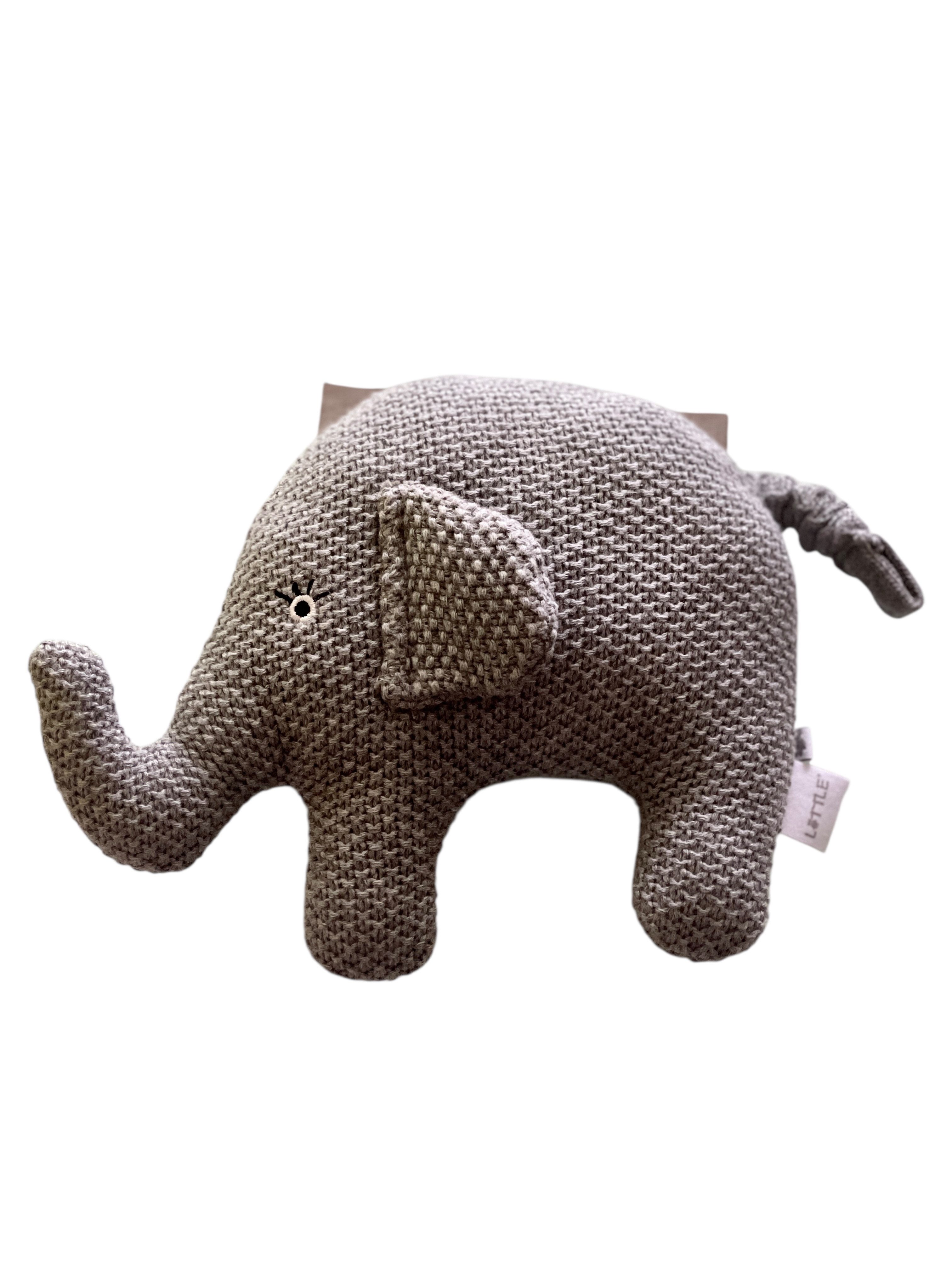 LITTLE Spieluhr Elefant, (3-tlg), Elefant Spieluhr in Grau, 14x16 cm – Handgestrickt aus Baumwolle