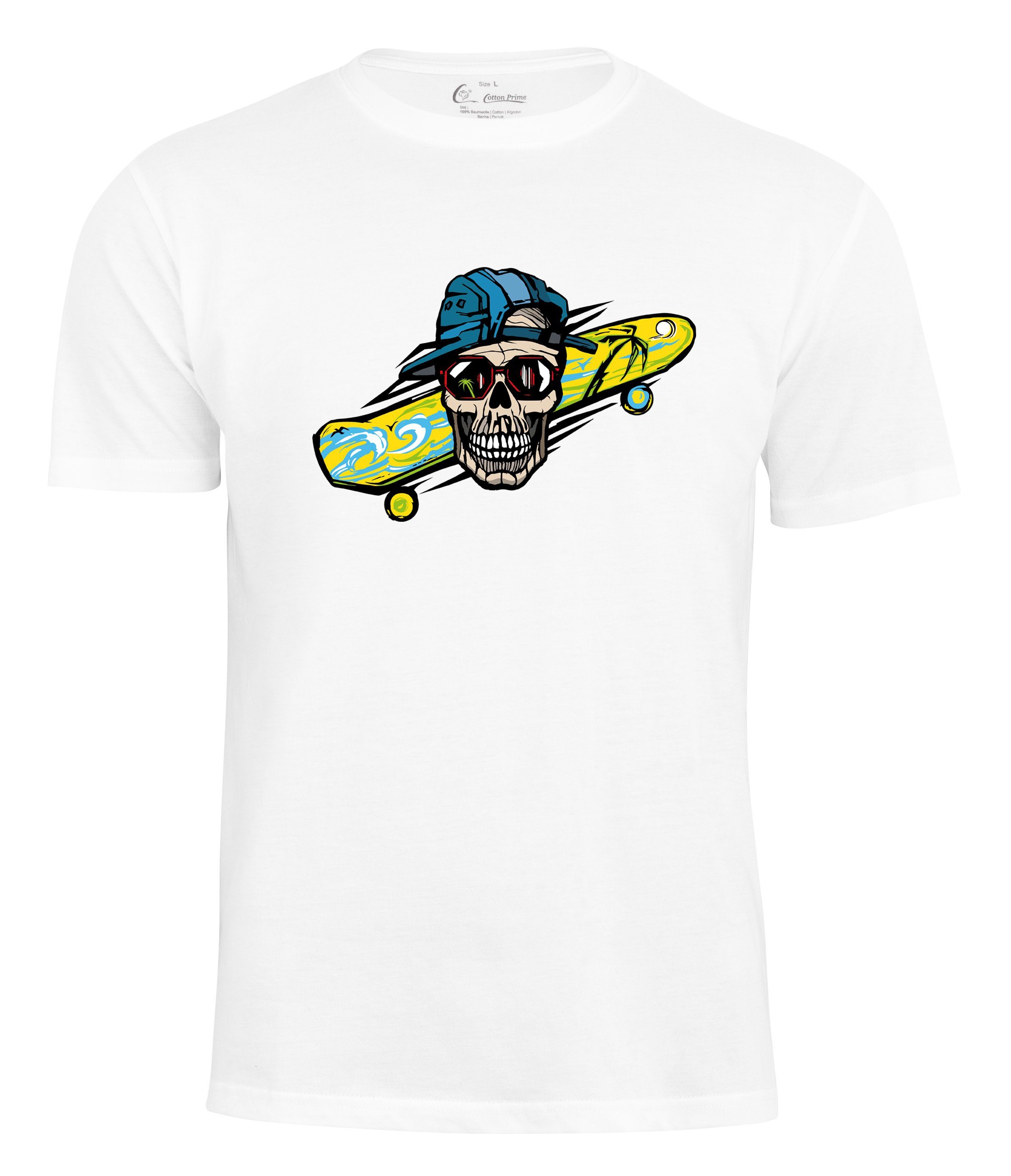 Cotton Prime® T-Shirt Summer Skull weiss