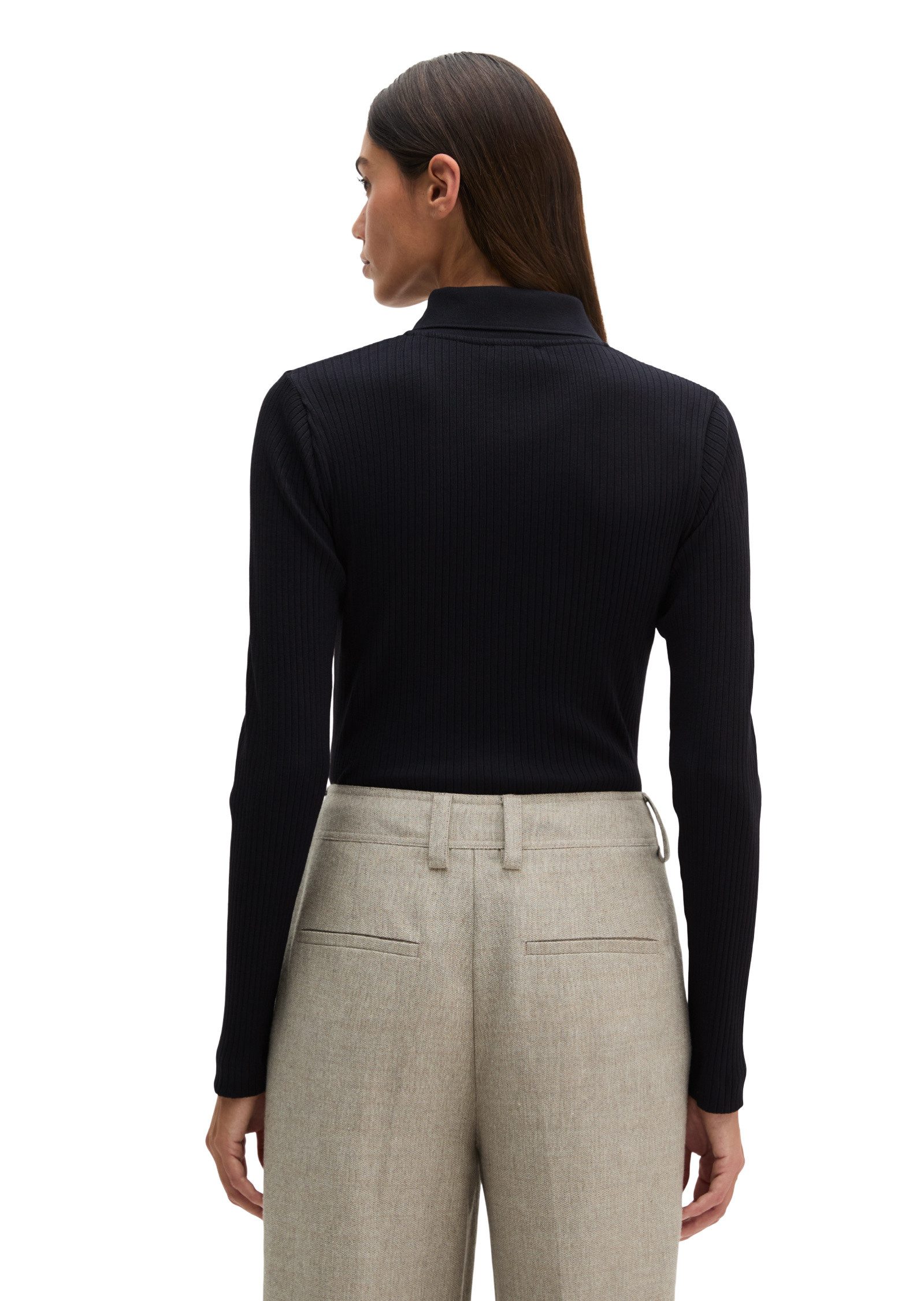 Marc O'Polo Langarm-Poloshirt aus Bio-Baumwoll-Modal-Stretch-Jersey