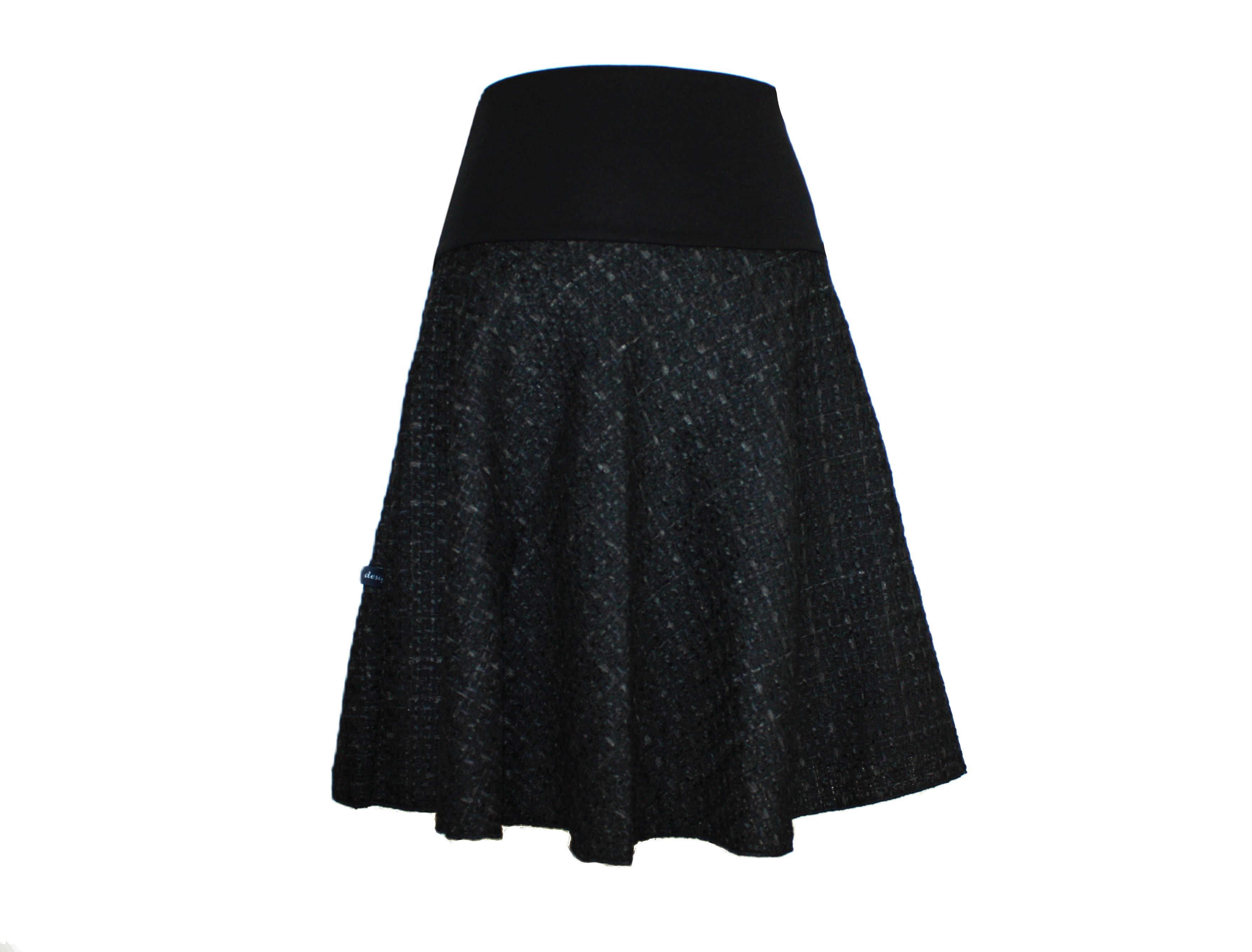 dunkle design A-Linien-Rock Boucle Schwarz Rot Hahnentritt elastischer Bund günstig online kaufen