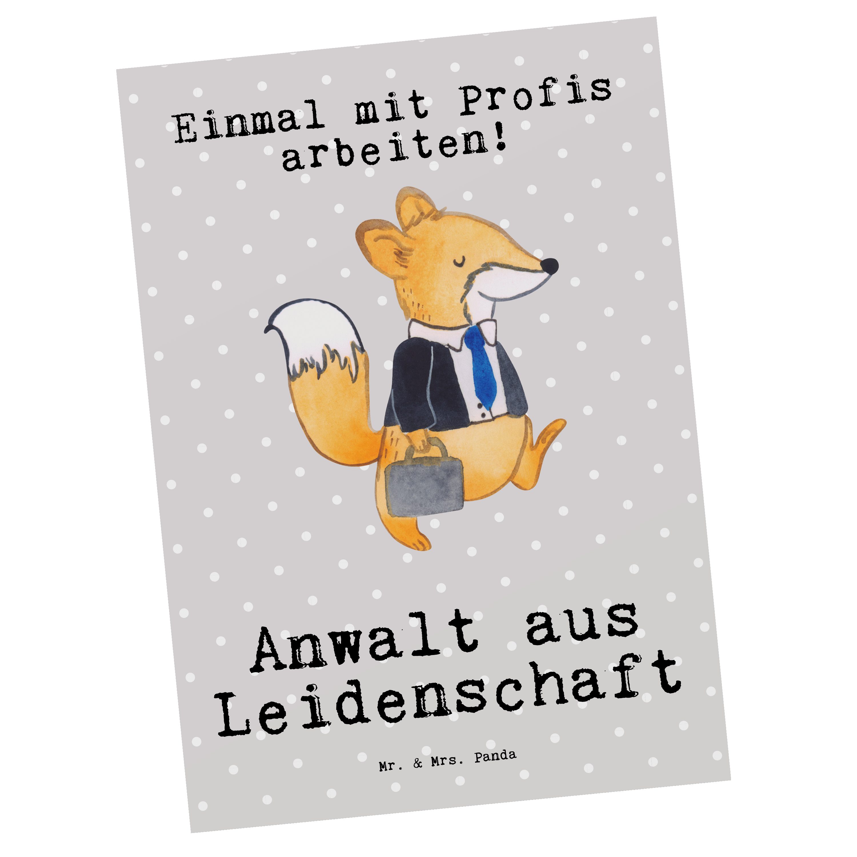 Grau Geschenk, aus Pastell Postkarte Leidenschaft Panda - Mrs. Geburtstagskarte Anwalt & Mr. -