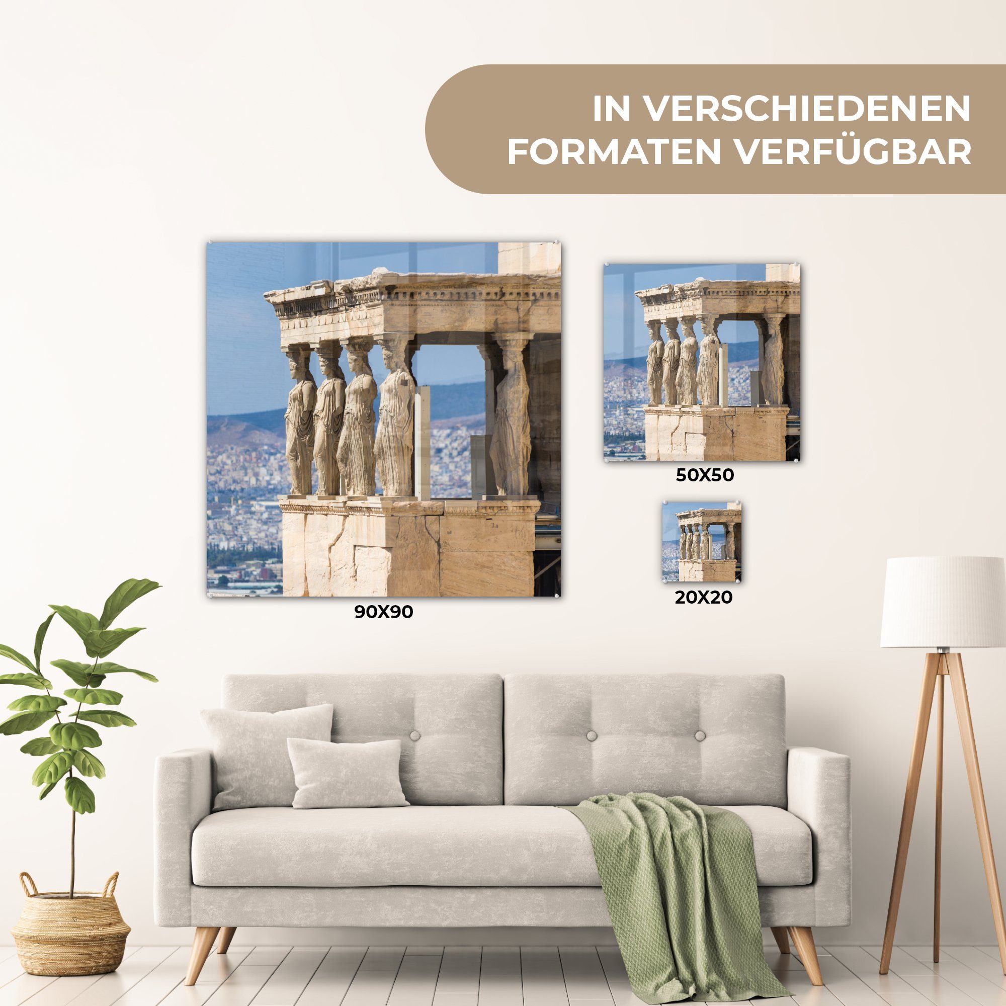 Glas Akropolis Wandbild Foto - auf auf Wanddekoration - - Glasbilder St), Bilder - Athenatempel der von Athen Acrylglasbild (1 Glas MuchoWow auf Platz,