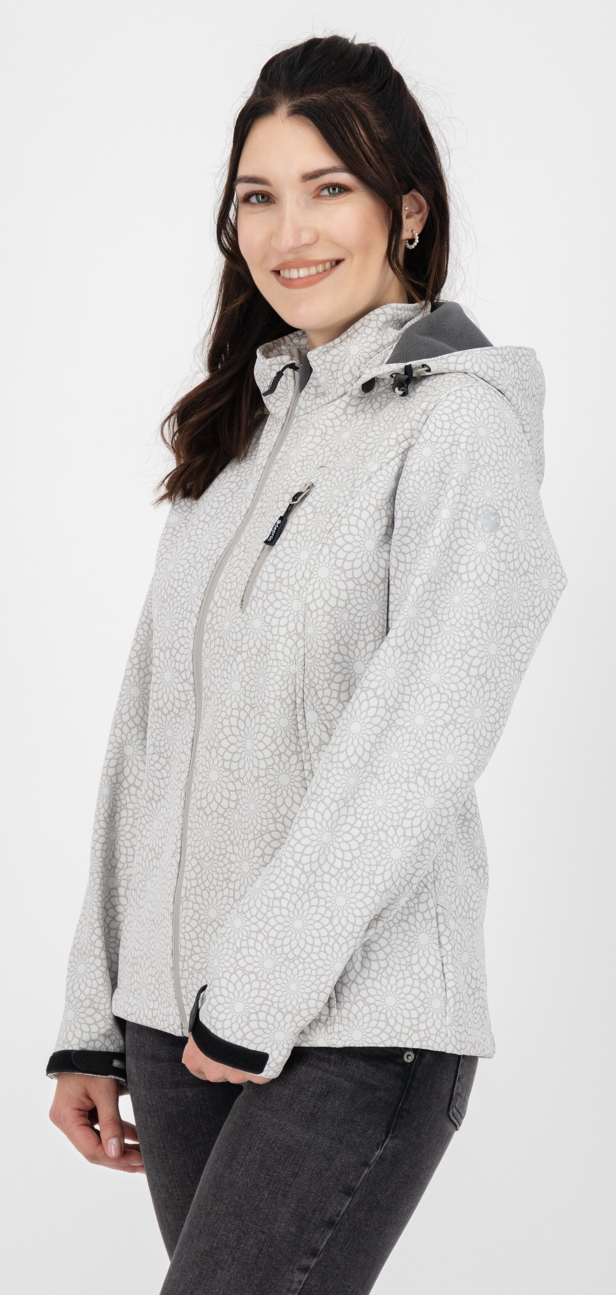 DEPROC Active Softshelljacke SHELBY PEAK DC leichte Softshelljacke mit All-Over-Print und abnehmbarer Kapuze