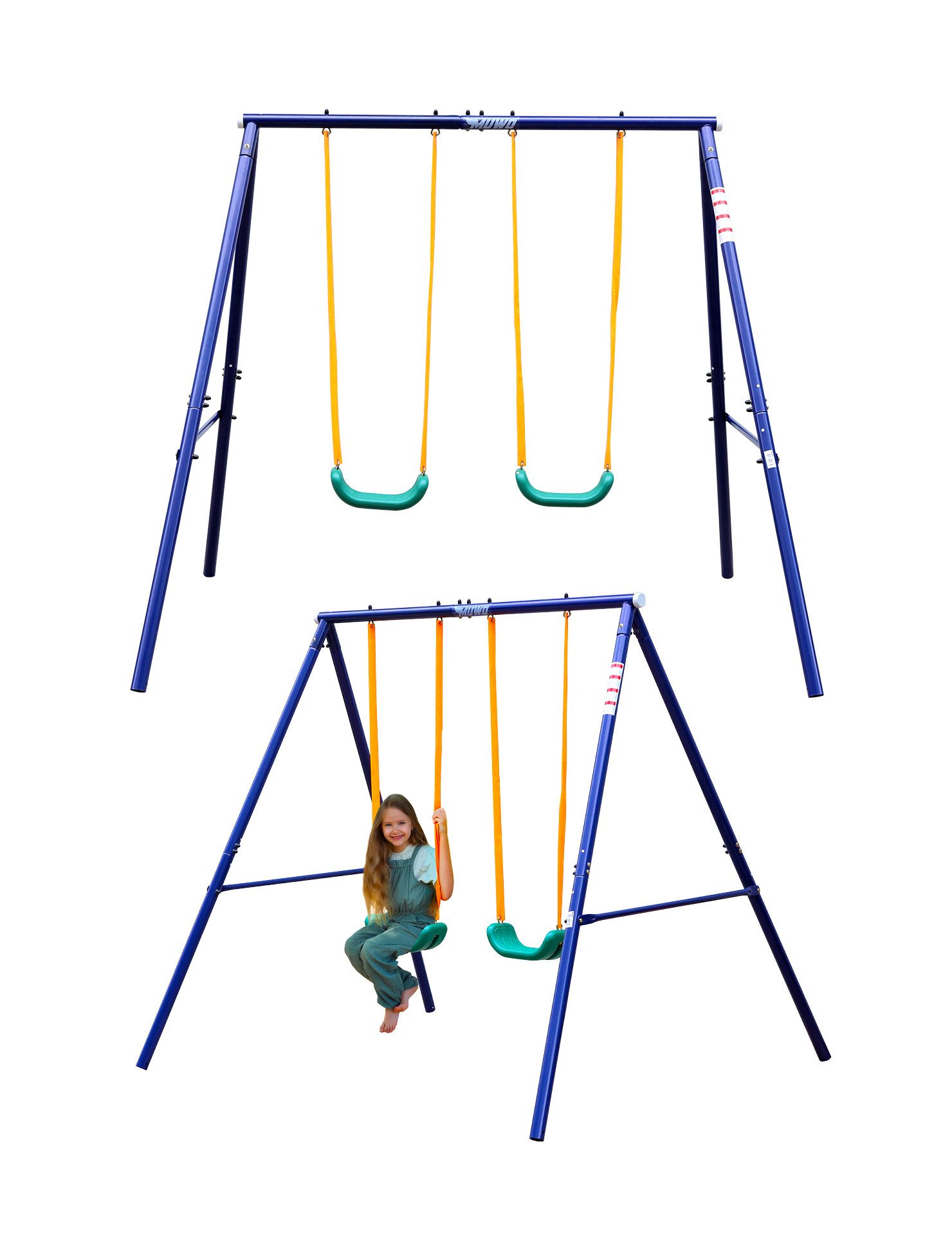MUWO Schaukelkombination Garten Kinder Spielgerüst mit Doppelschaukel, Schaukelgestell mit zwei Schaukeln, optimal für Garten und Hof.