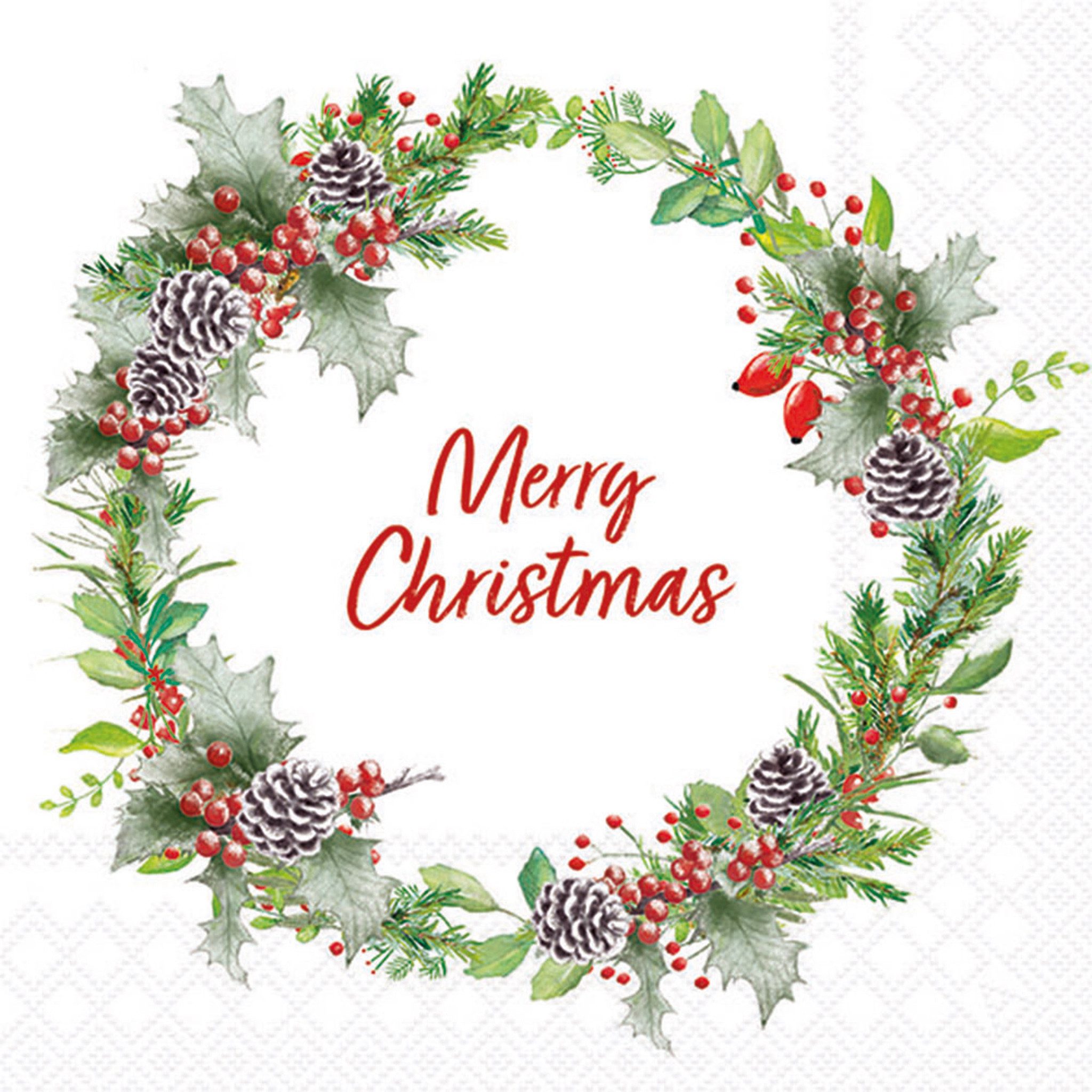 Ambiente Luxury Paper Products Papierserviette, Servietten Papier 33x33cm 3-lagig mit Merry Christmas Motiv 20 Stk.