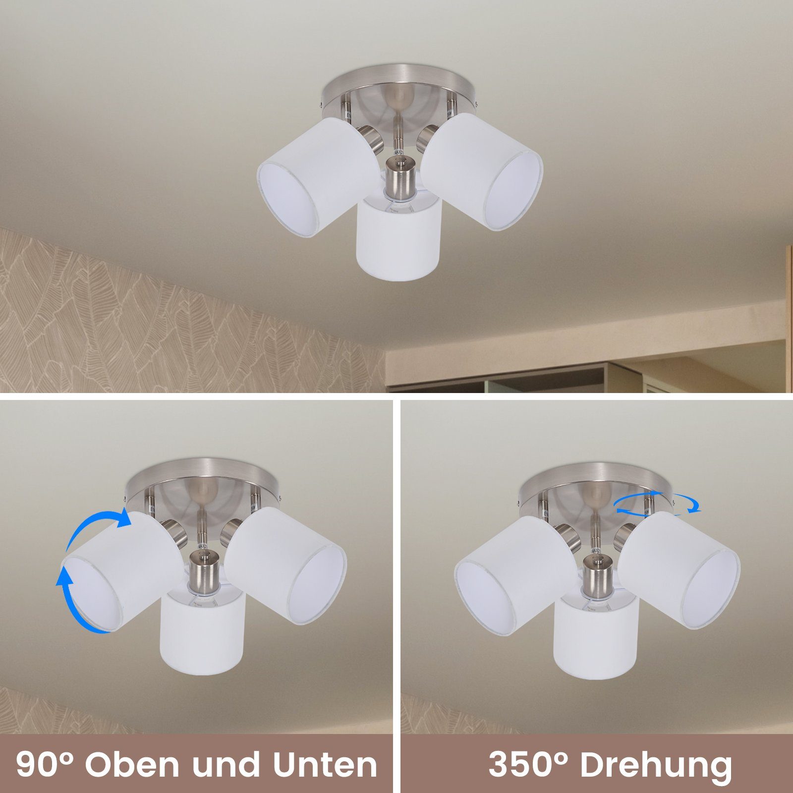 ZMH Deckenleuchte 3 Flammig Deckenstrahler Vintage Deckenspot Schwenkbar, o günstig online kaufen