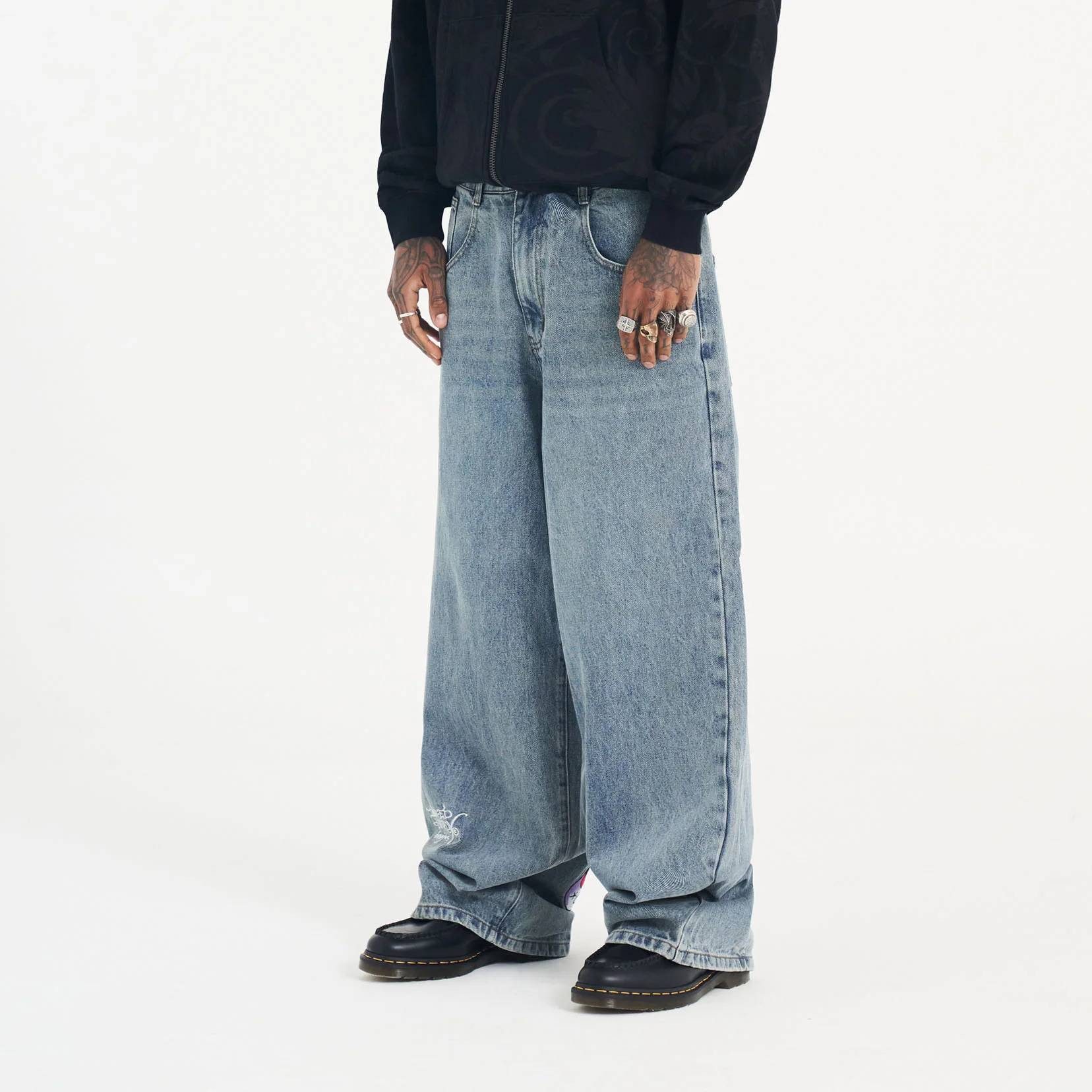 Ed Hardy Loose-fit-Jeans Jeans Ed Hardy Skull Trousers Tattoo-Stil