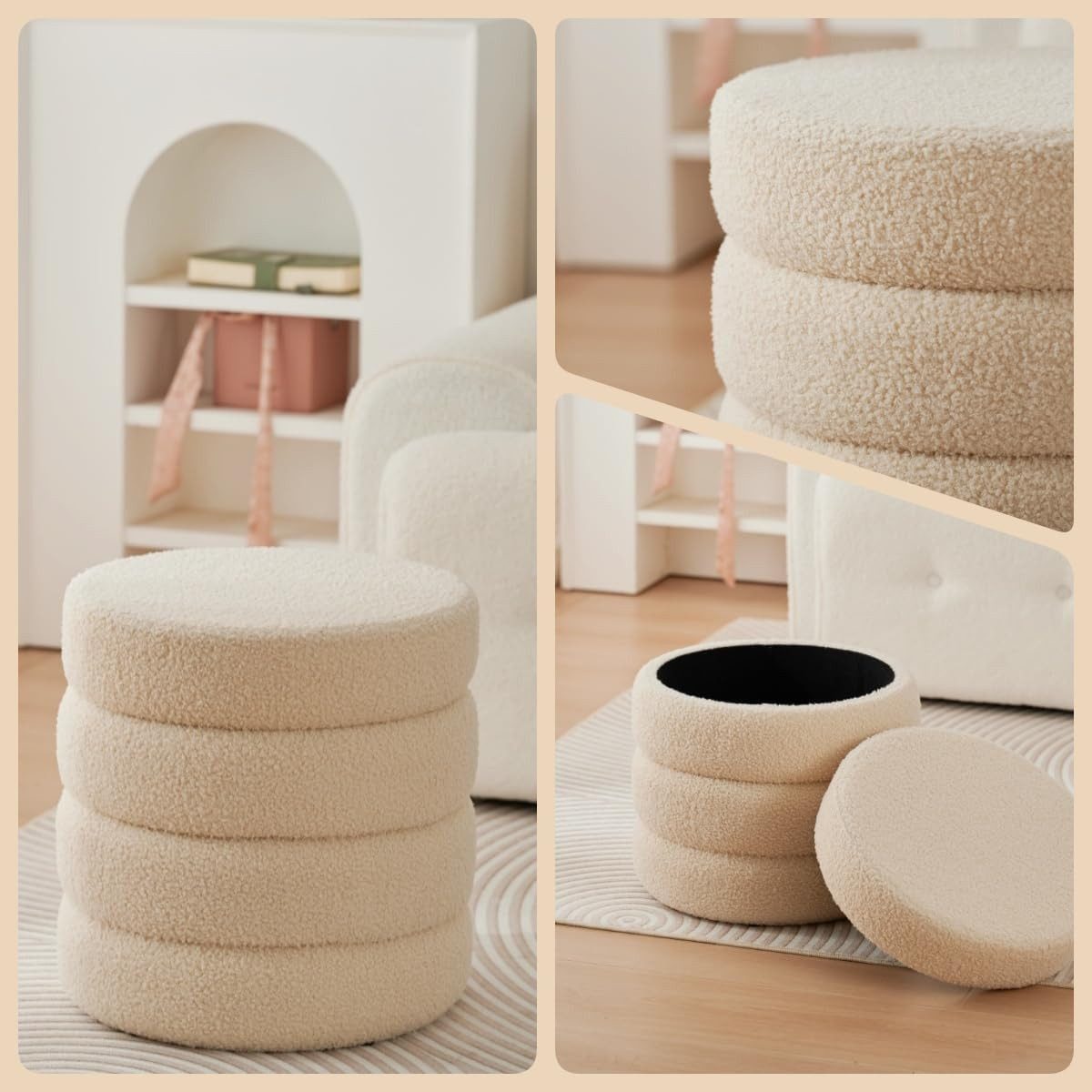 Zedelmaier Sitzhocker Stilvolle Sitzhocker, Polsterhocker, Fußhocker, Schminktisch Hocker