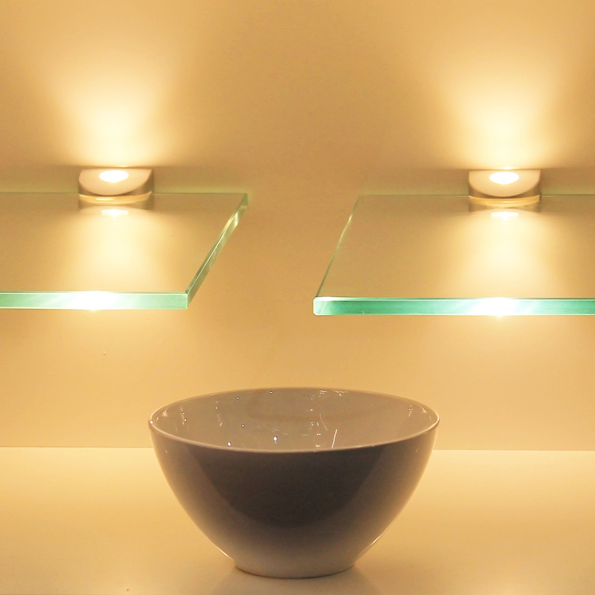 kalb LED Glaskantenbeleuchtung LED Glasregal Hängeregal Wandboard Wandregal Regal beleuchtet, Set - 300mm, warmweiß