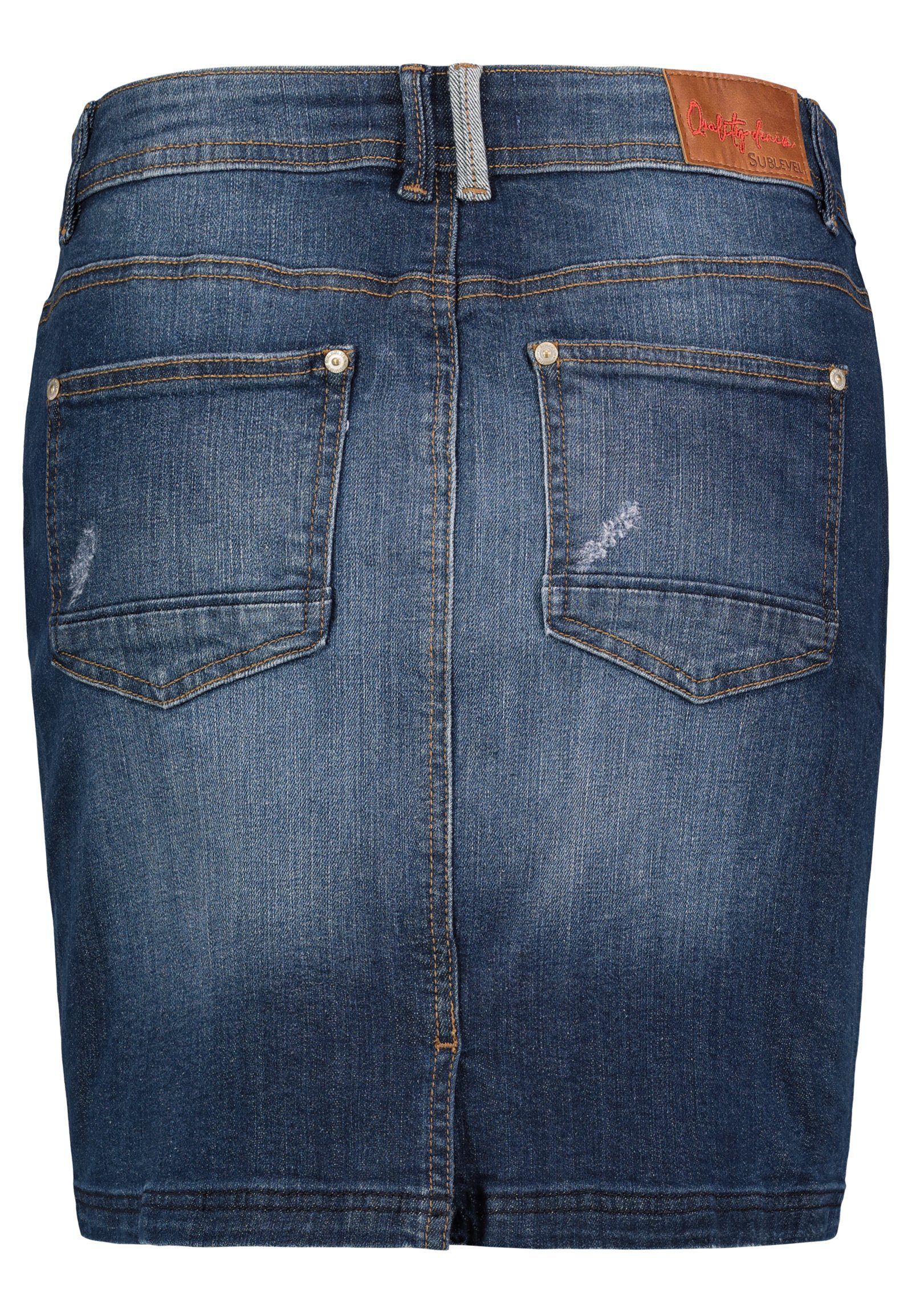 SUBLEVEL Jeansrock Damen Jeans rock Rock Minirock Denim Stretch Vintage Used-Look – Bild 4 von 5