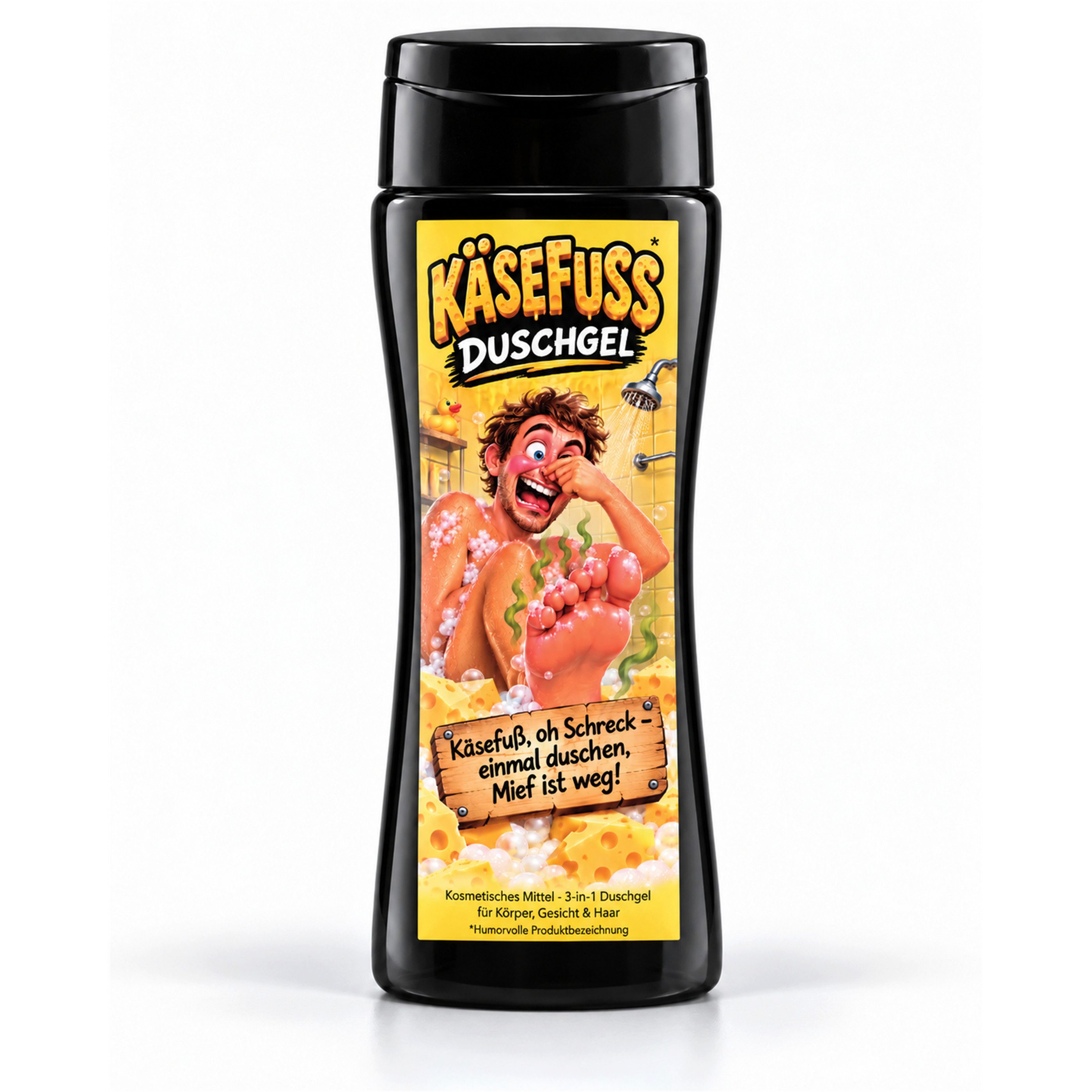 Deggelbam Duschgel Käsefüsse Duschgel 3-in-1 – lustiges Geschenk 250 ml, 3-in-1, Käsefuß-Humor, Spaßgeschenk, 250 ml