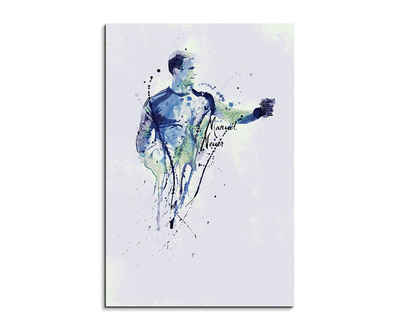 Sinus Art Leinwandbild Manuel Neuer III 90x60cm Keilrahmenbild Kunstbild Aquarell Art Wandbild auf Leinwand fertig gerahmt