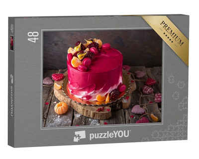 puzzleYOU Puzzle Extravagante Torte in rot mit Wow-Effekt, 48 Puzzleteile, puzzleYOU-Kollektionen Kuchen, Essen und Trinken