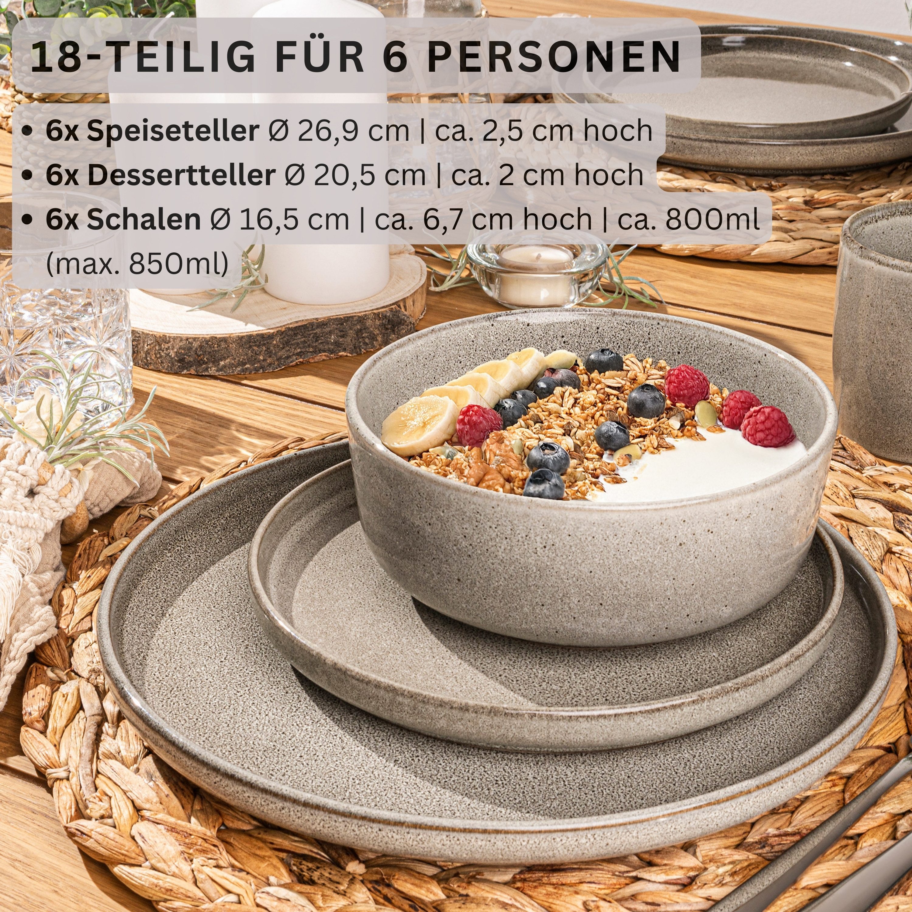 SÄNGER Tafelservice Kairo (18-tlg), 6 Personen, Steingut, Kairo Clay, Handmade, VALUE COLLECTION