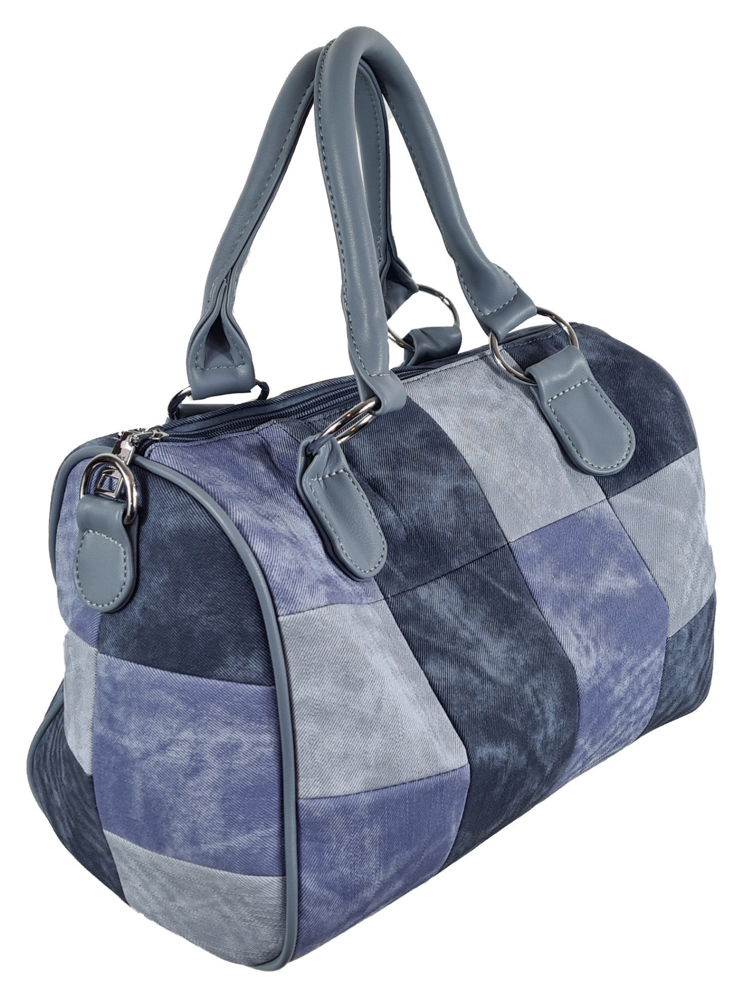 Einkaufszauber Schultertasche Handtasche Bowlingbag Jeans, Jeansstoff günstig online kaufen