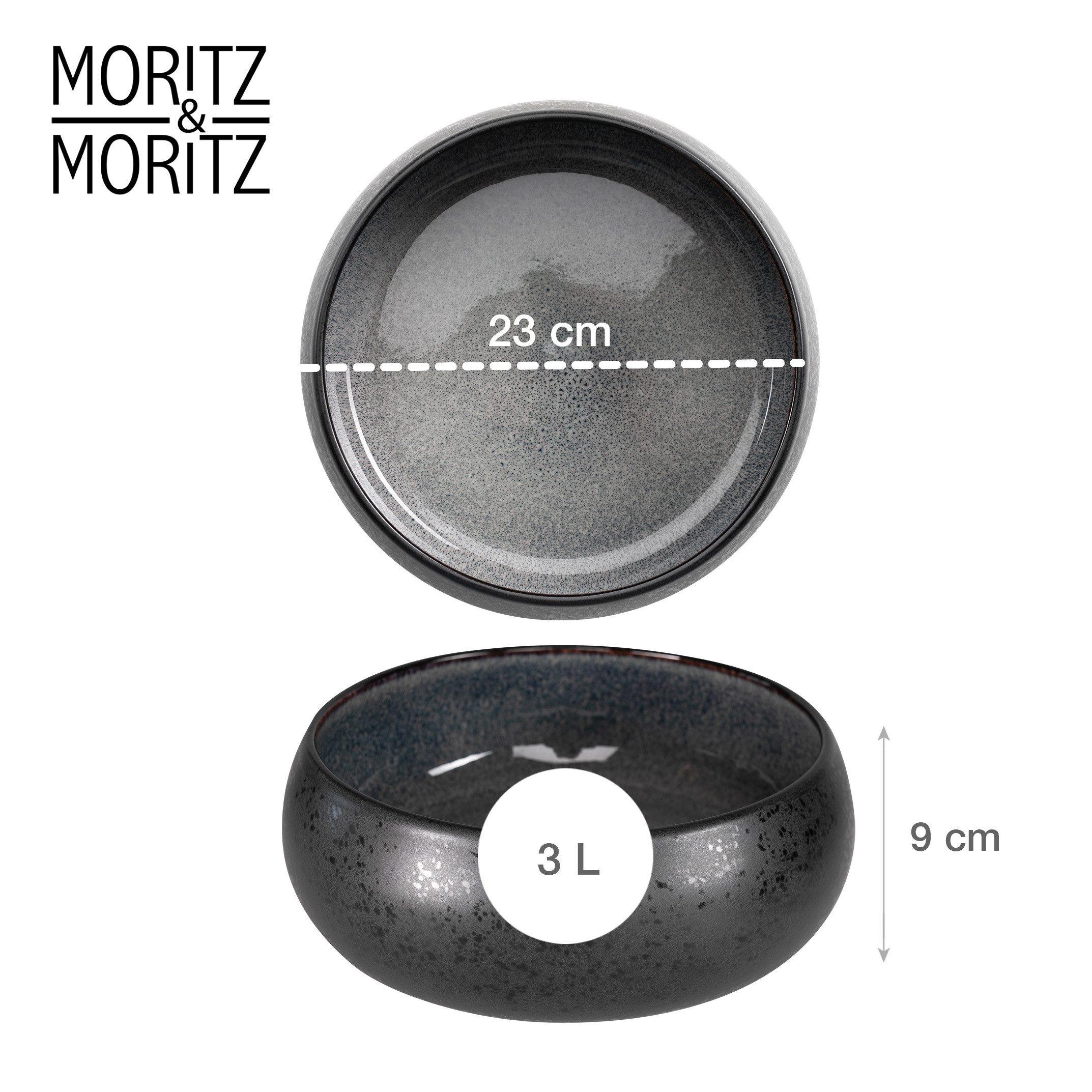 Moritz & Moritz Servierschale SOLID Servierschüssel - Anthrazit, Steinzeug, (Set, 1-tlg), Spülmaschinengeeignet