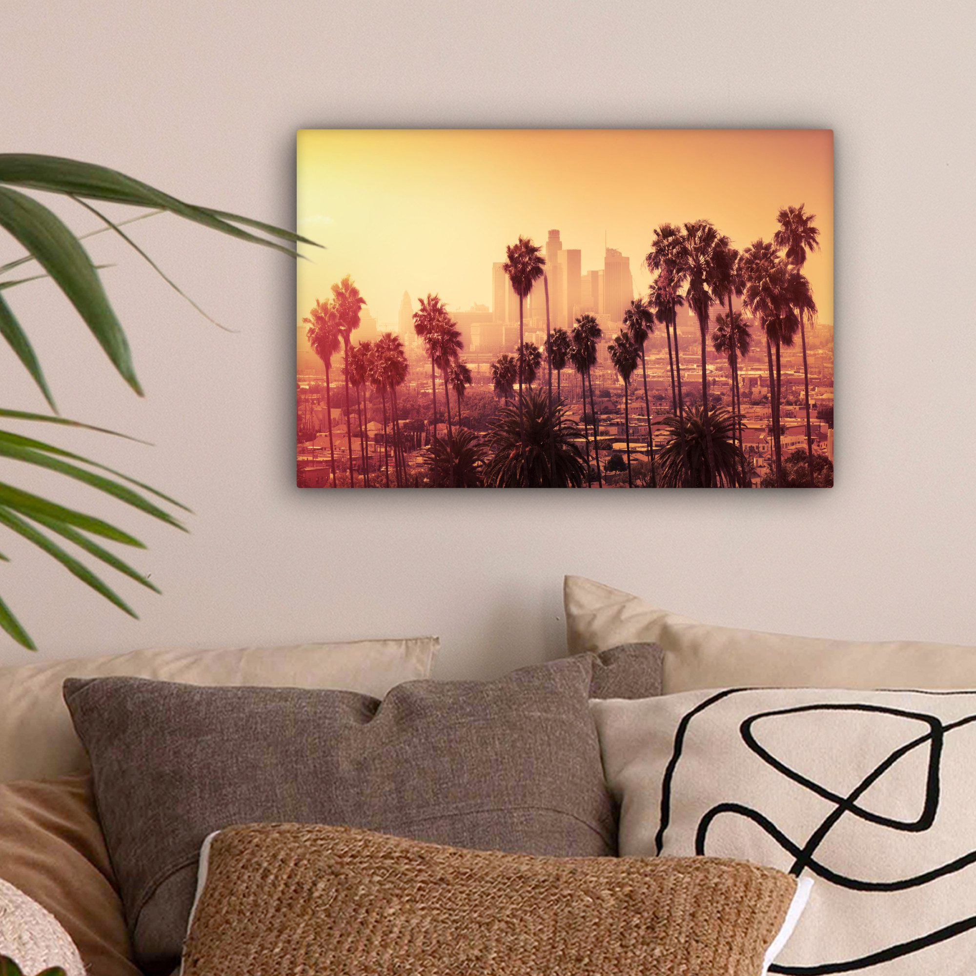 OneMillionCanvasses® Leinwandbild Palme - Skyline - günstig online kaufen