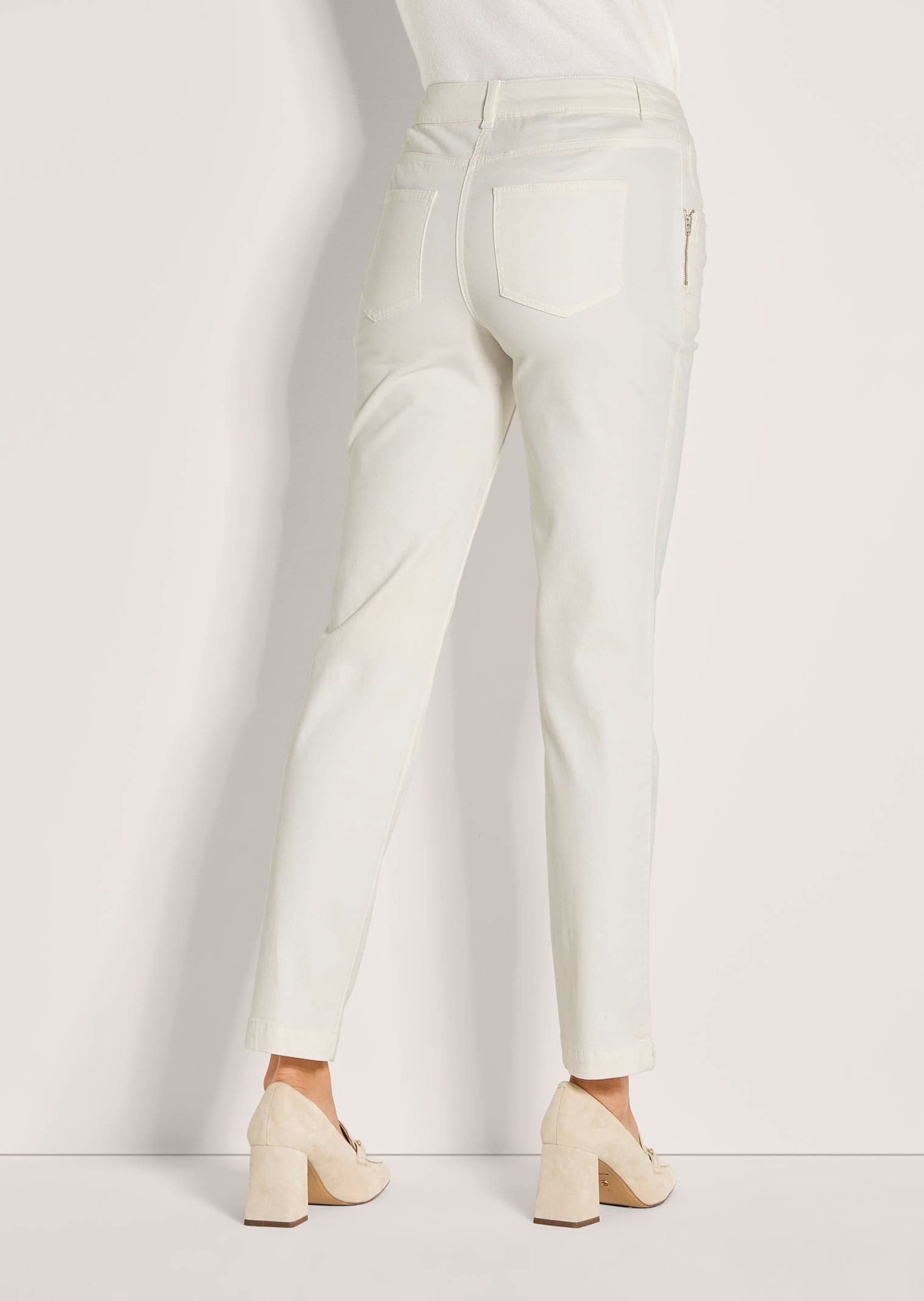 MADELEINE Stoffhose Schlanke Five-Pocket mit Stretch-Komfort Mid Waist Hose in schlanker Form mit Zier-Reißverschluss, Formbund
