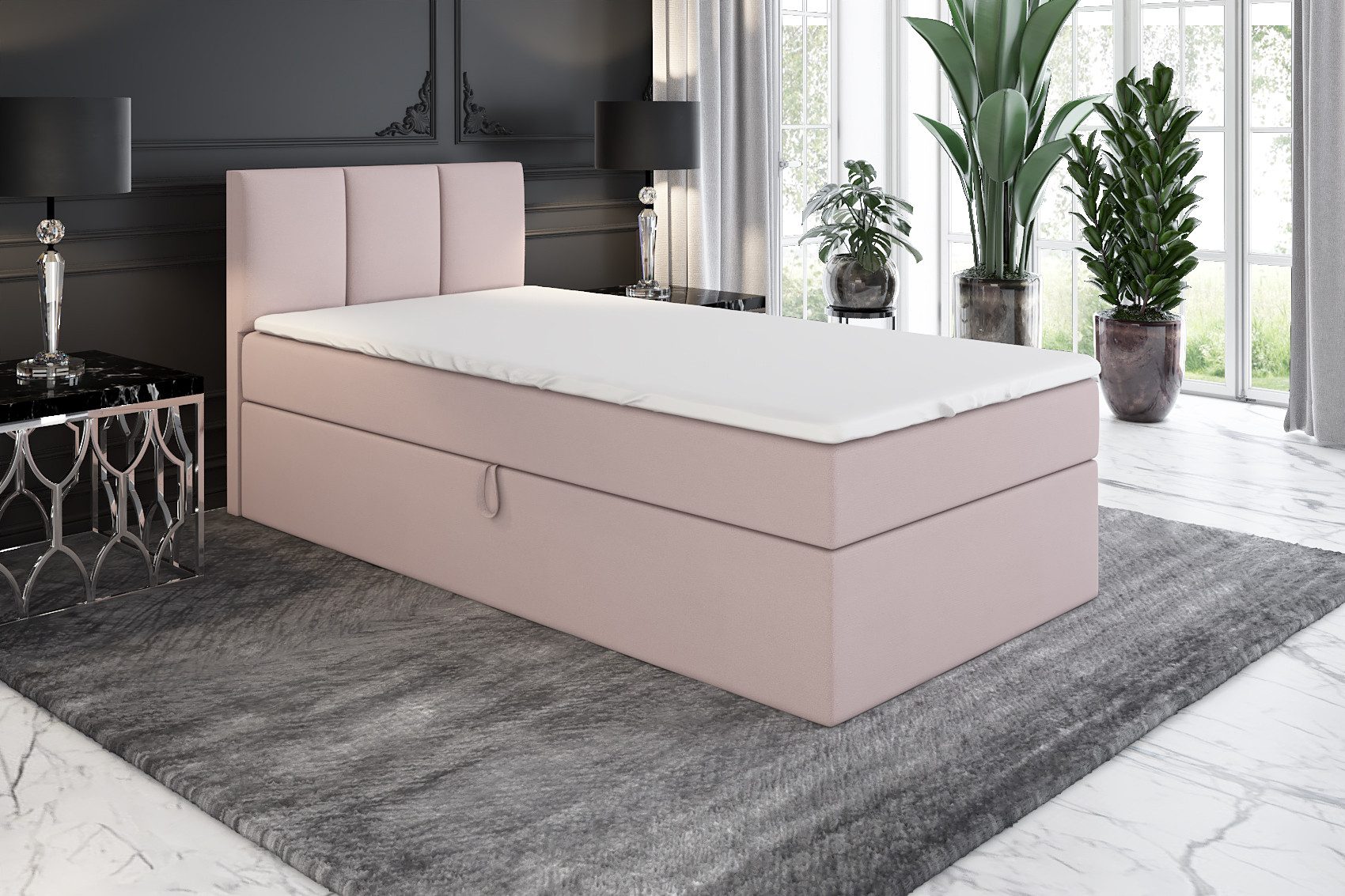 A&J MöbelLand GmbH Boxspringbett Einzelbett NASI mit Bettkasten, Topper und günstig online kaufen