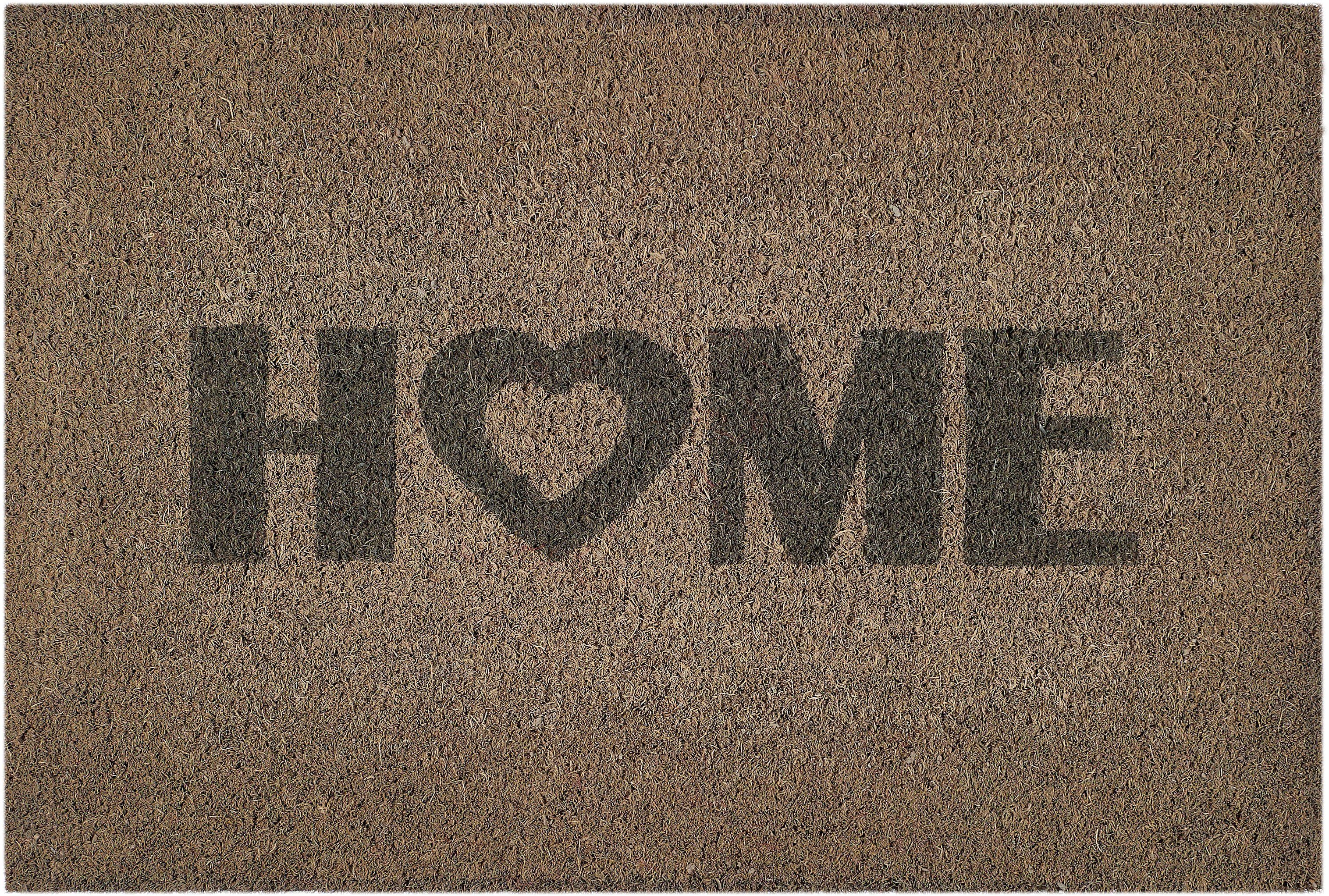 Home Höhe: 15 mm, Heart, In- Outdoor Kokosmatte, Spruch, und Andiamo, geeignet mit rechteckig, Kokos Fußmatte hellgrau Schmutzfangmatte,