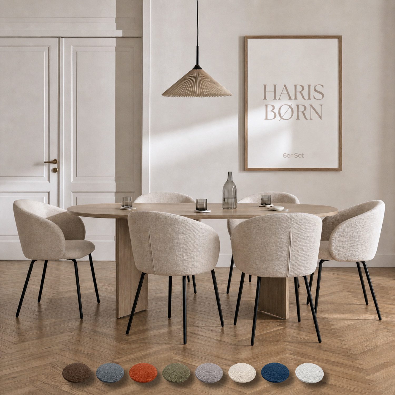 Haris Børn Esszimmerstuhl mit Armlehnen NØR - Hochwertige Polsterstühle für Esszimmer (Set, 6 St), Premium Esszimmer Stühle & Wohnzimmer Stühle