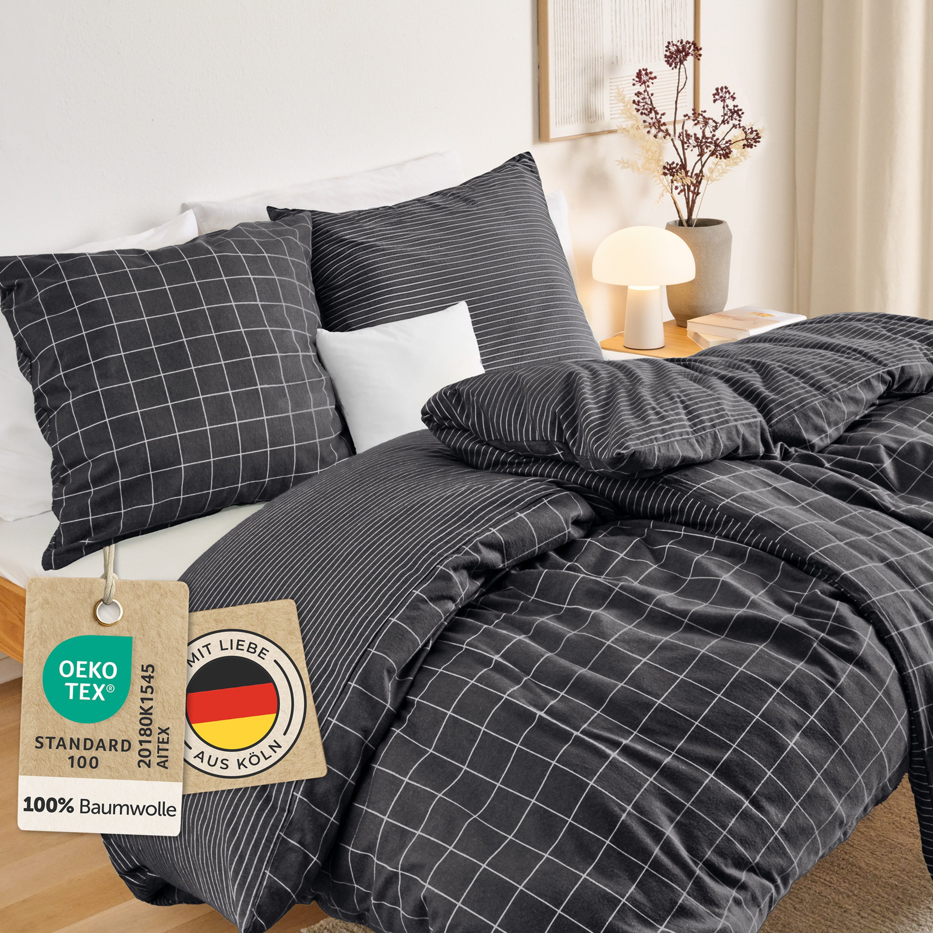 Blumtal Bettwäsche Biber Bettwäsche Oeko-TEX zert. Flanell Bettwäsche Baumw günstig online kaufen