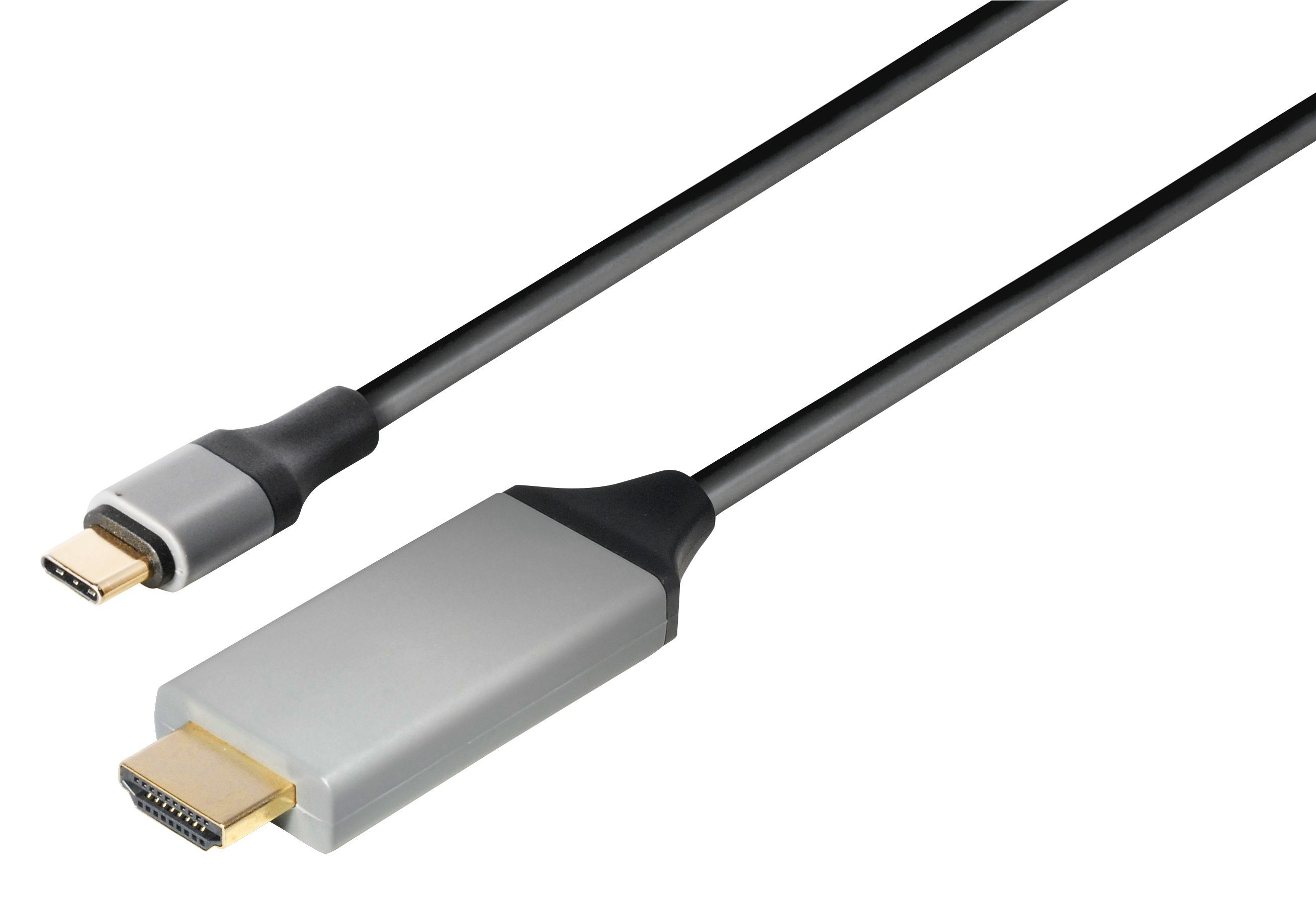 Transmedia Audio- & Video-Kabel, Typ Stecker: HDMI Typ A USB-C, (100 cm),  USB-C auf HDMI Kabel,4k 60Hz,HDCP 1.4 und 2.2, Thunderbolt 3 (C 520-1 L)