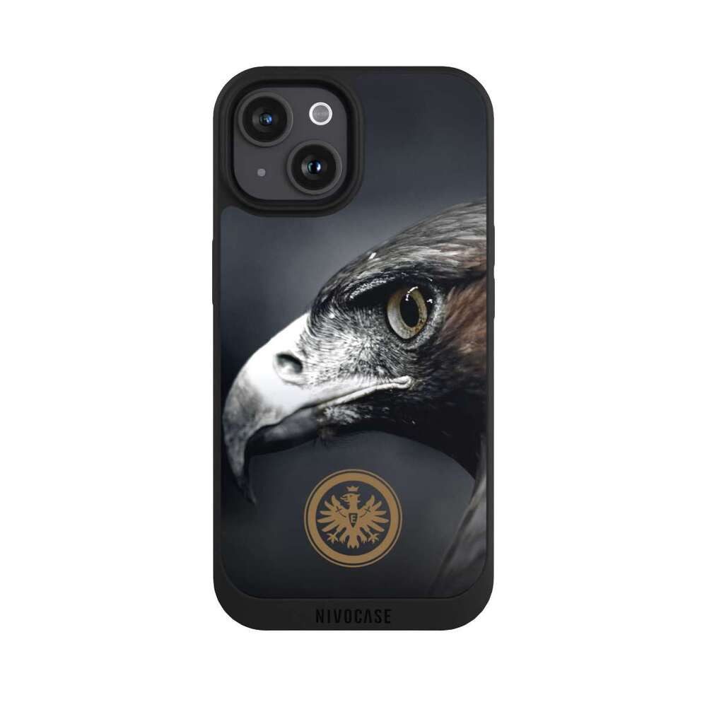 NIVOCASE Handyhülle Eintracht Frankfurt Offizielles Lizenzprodukt Adler, Apple iPhone 15 Handyhülle Hülle NIVOpure Case Schwarz