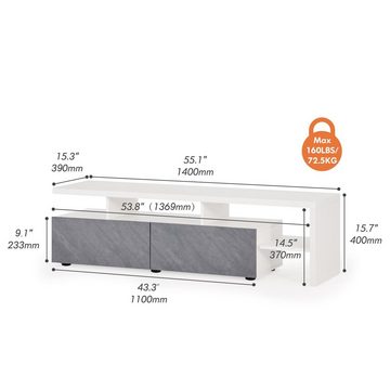 WAMPAT Lowboard (TV Schrank mit LED-Beleuchtung), Breite 140 cm