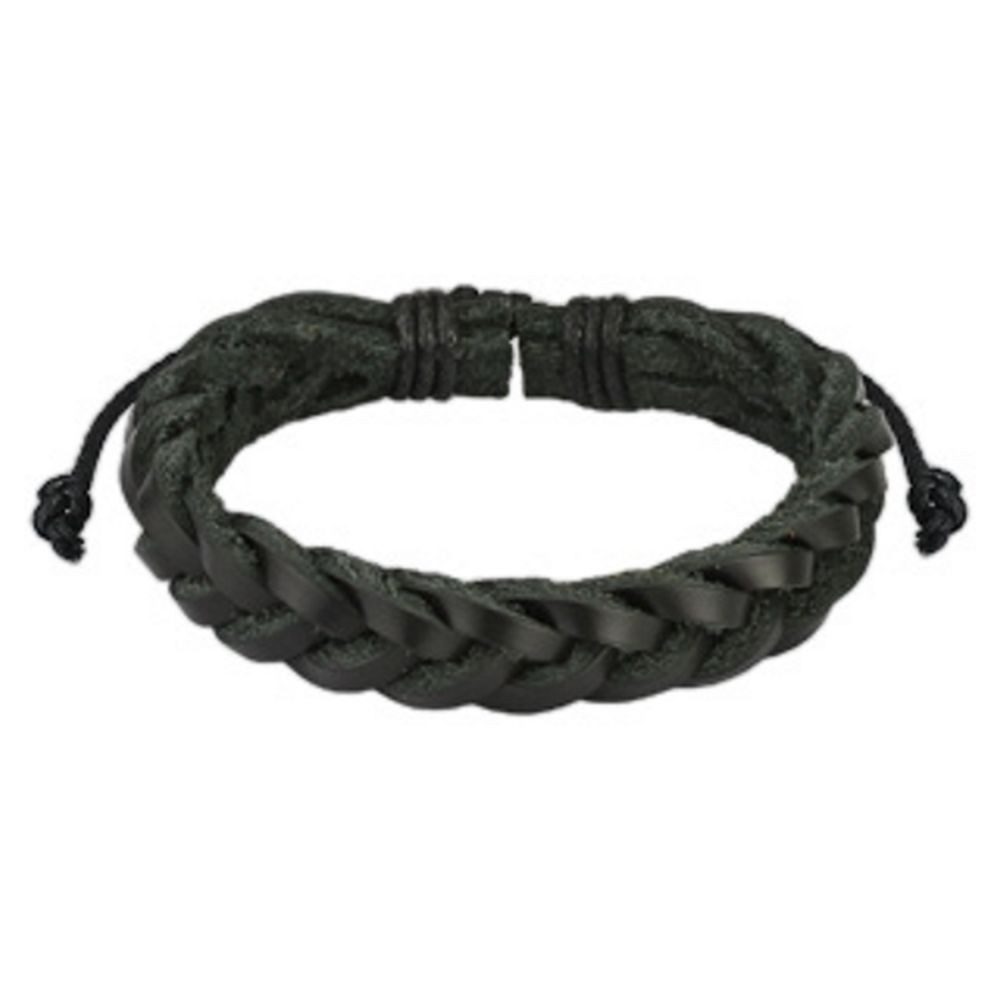 BUNGSA Armband Armband geflochten schwarz aus Leder Unisex (1 Armband, 1-tlg), Bracelet Armschmuck