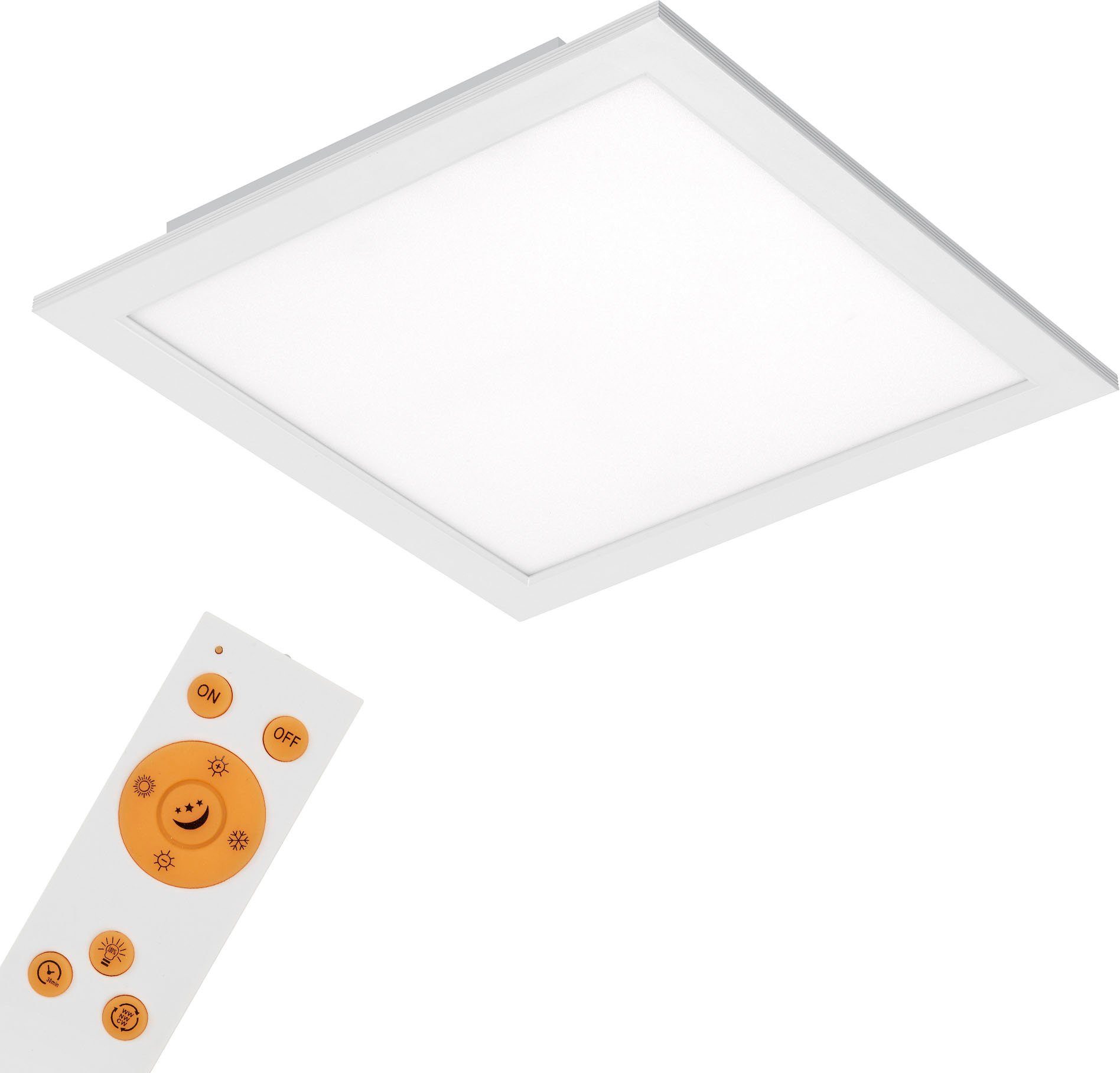 Briloner Leuchten LED Panel 7194-016, CCT Farbtemperatursteuerung,  Fernbedienung, dimmbar, ultraflach, LED fest verbaut, Kaltweiß, Neutralweiß,  Tageslichtweiß, Warmweiß, Deckenlampe, 29,5x29,5x5cm, Weiß, 18W,  Wohnzimmer, Schlafzimmer, Flur | Alle Lampen