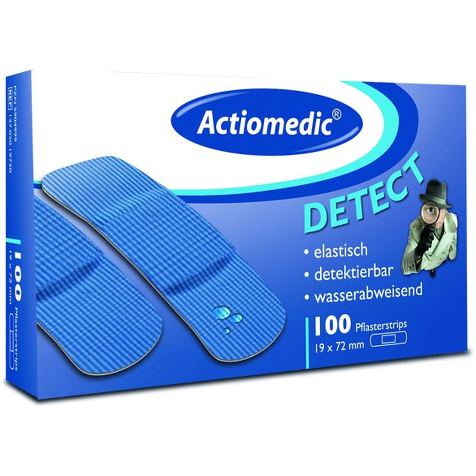 GRAMM medical Wundpflaster Actiomedic® DETECT wasserabweisende Pflasterstrips Blau 19 x 72 mm