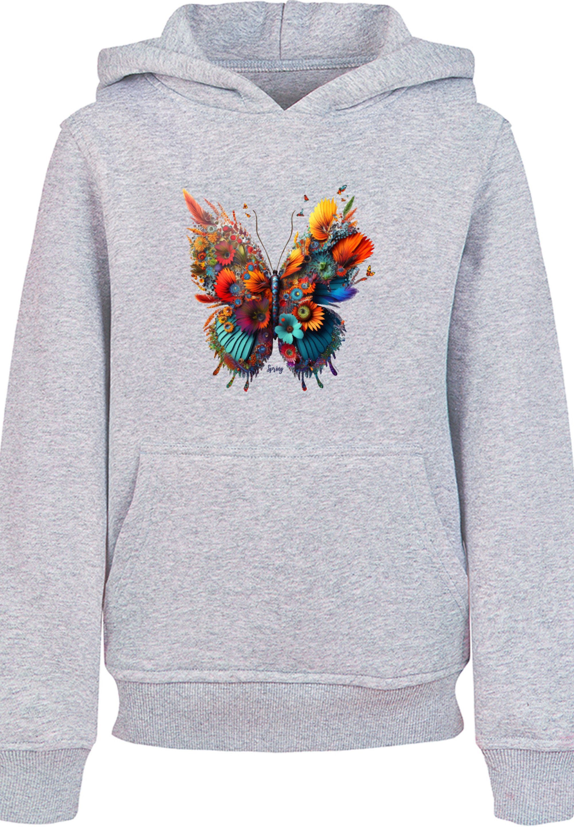 Schmetterling Blumen F4NT4STIC heather Print Kapuzenpullover Unisex grey Hoodie